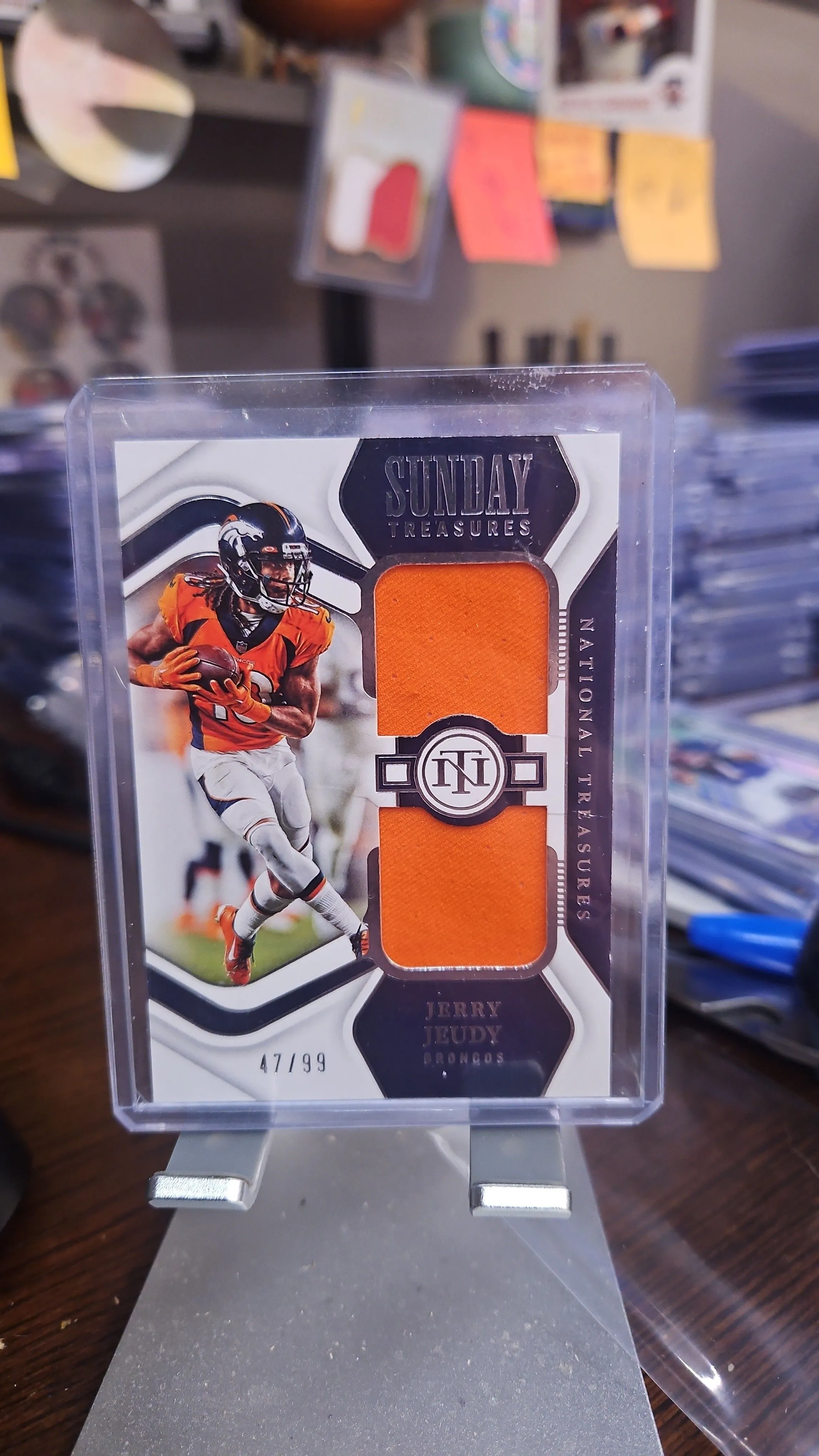 Product image for Jerry Jeudy Patch...#d 47/99...2022 National Treasures Sunday Treasures...Dual Patch..Broncos