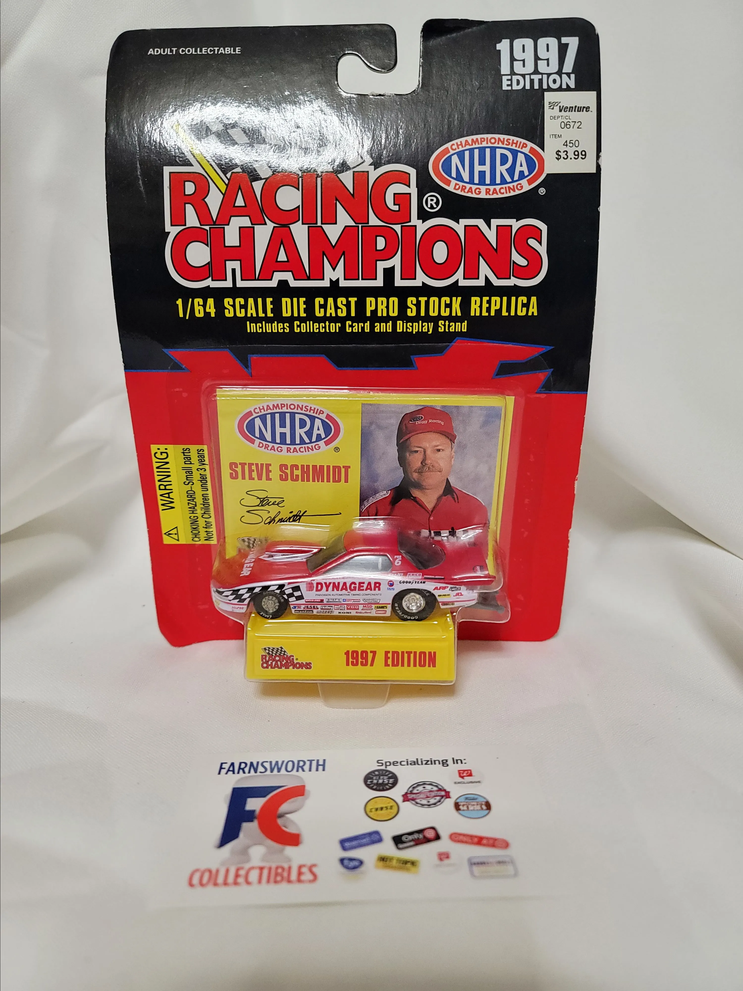 Product image for 1997 Racing Champions NHRA Steve Schmidt 1:64 1997 Dynagear Pro Stock / Funny Car