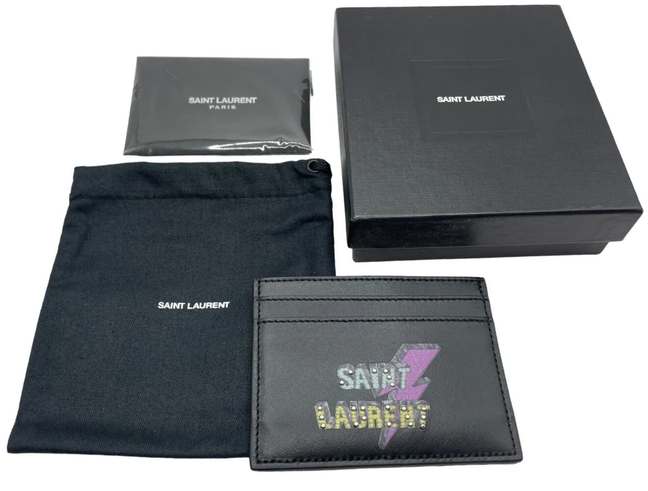 Product image for Saint Laurent Lightning Paris Print Cardholder