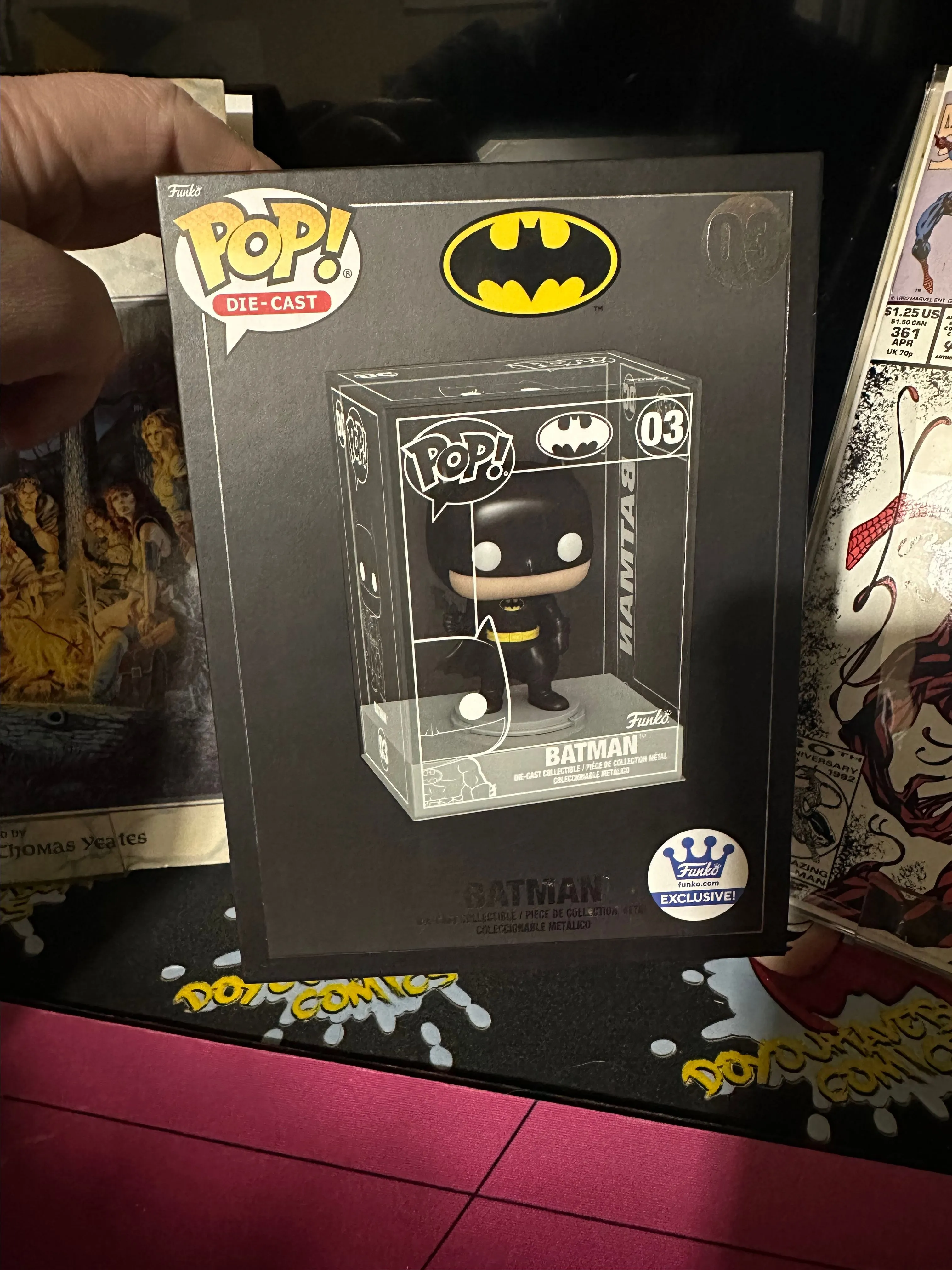 Product image for Batman 3 diecast Funko pop, signed and remarked by Jock