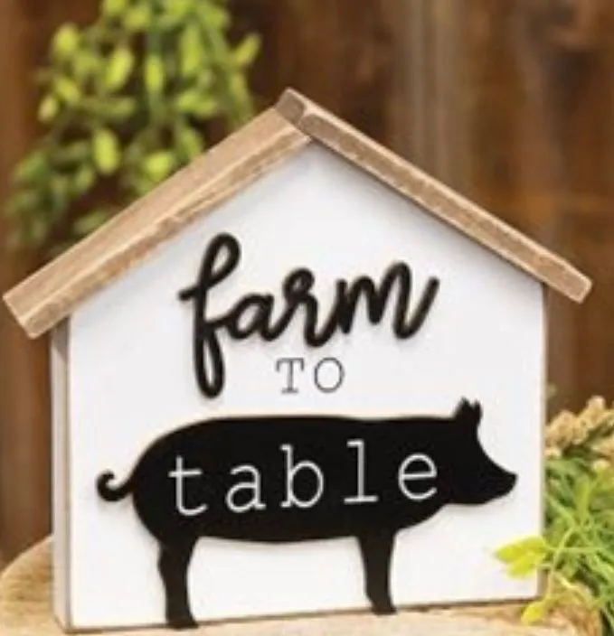 Product image for Farm To Table Pig Wooden Sign