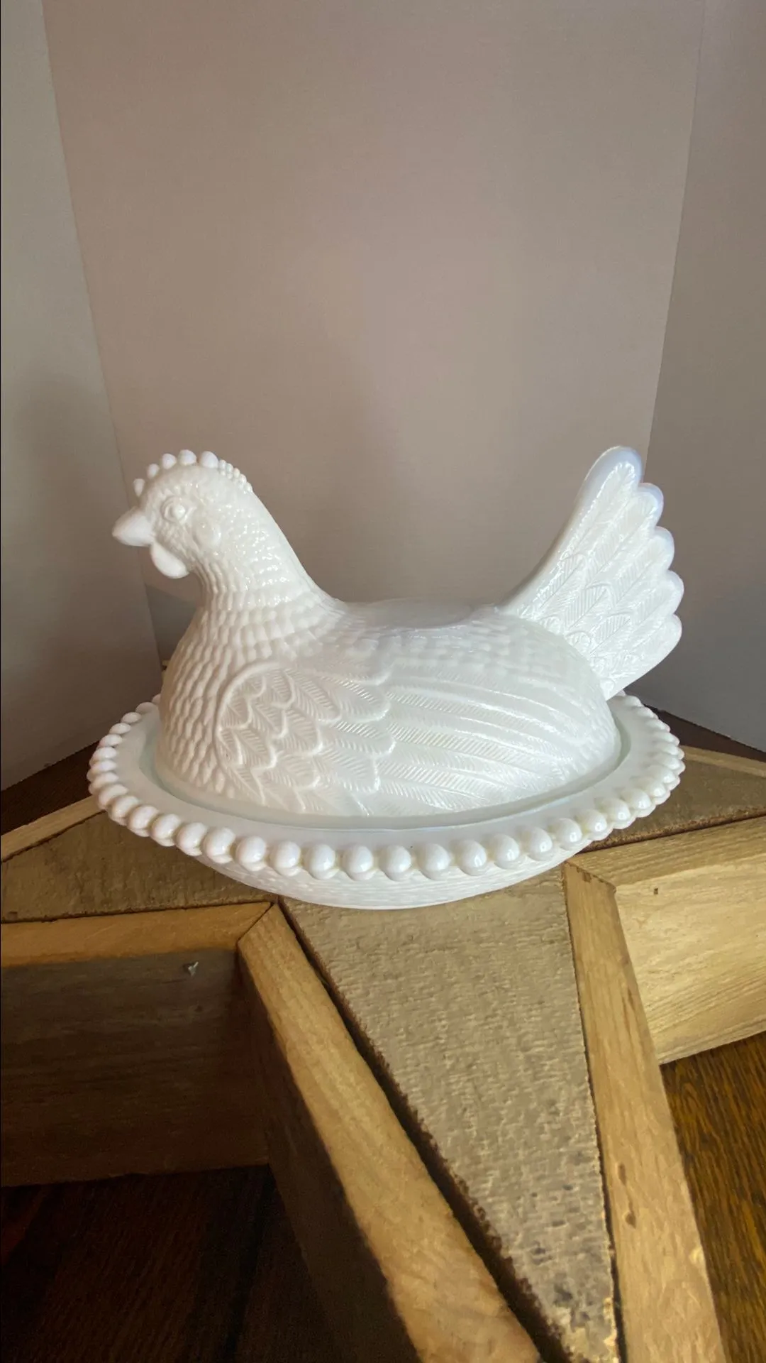 Product image for Indiana Glass Chicken Hen on Nest Candy Dish 7" Long White Milk Glass