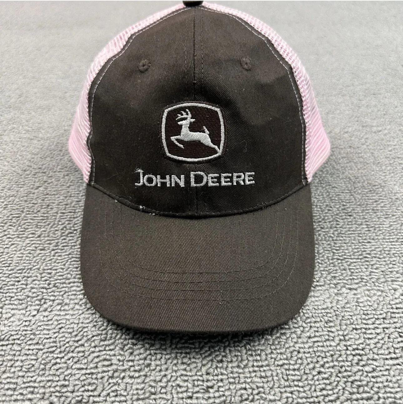 Product image for John Deere Hat Adult Adjustable Snapback Brown Pink Mesh Back Trucker Cap Cotton