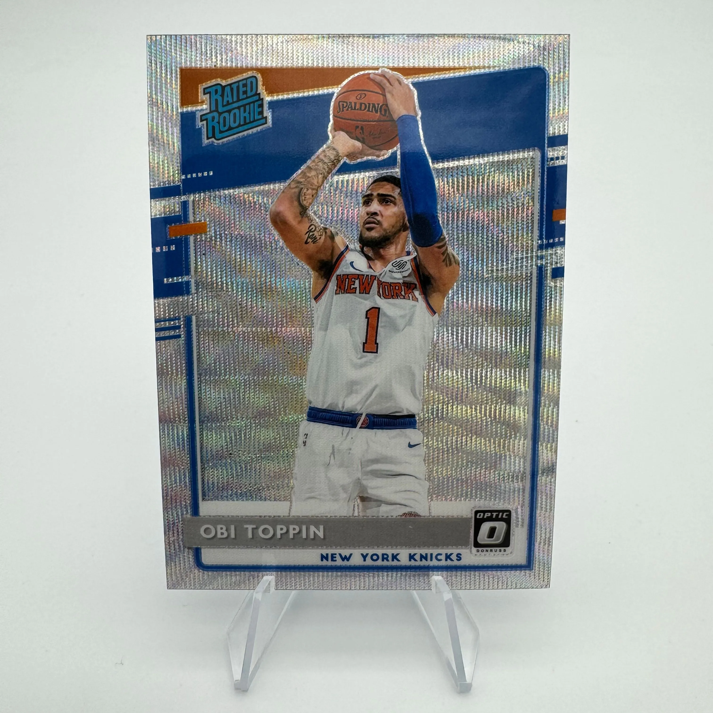 Product image for Obi Toppin 2020-21 Panini Optic Rated Rookie Silver Wave Prizm