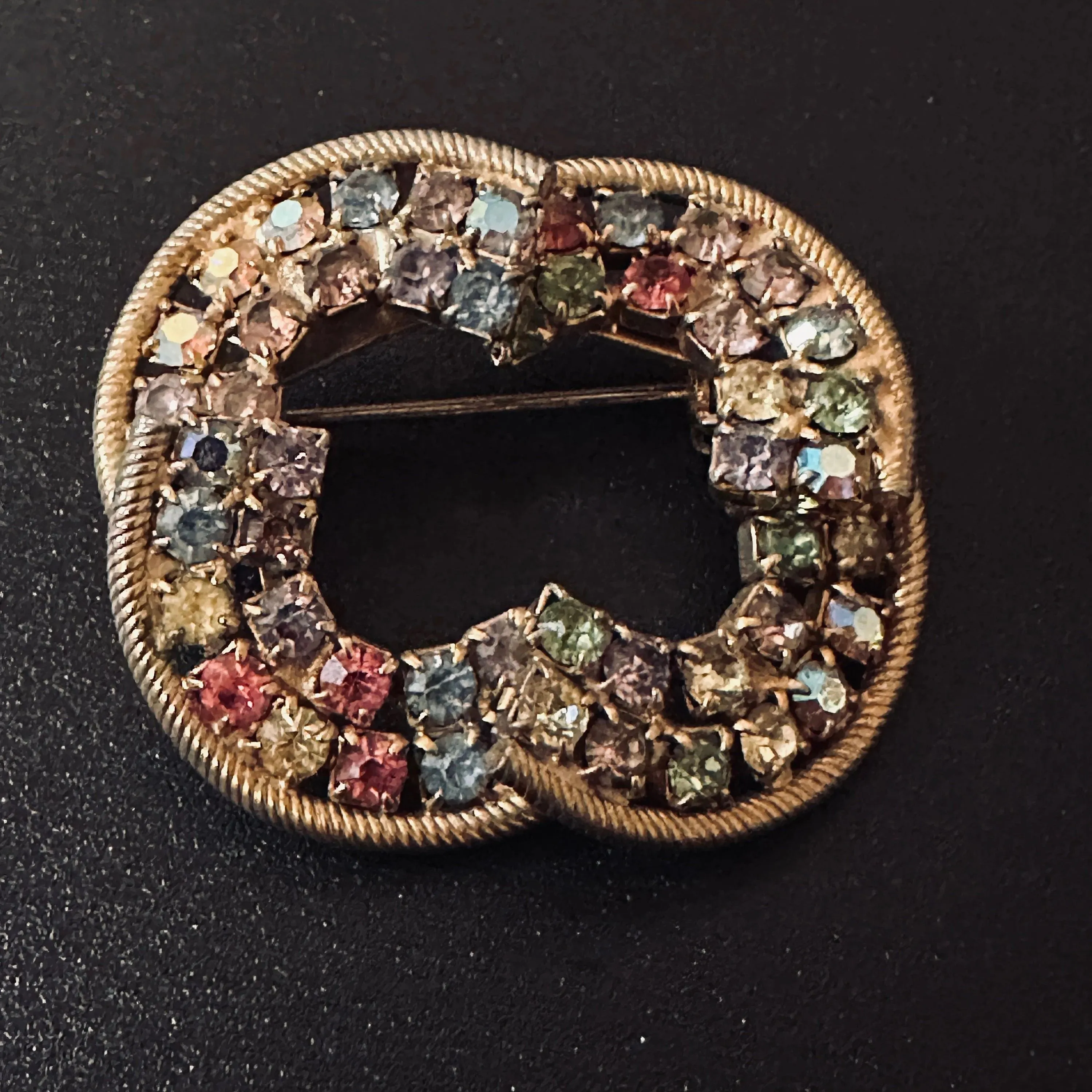 Product image for Vintage Multi-Colored Layered Rhinestone Brooch