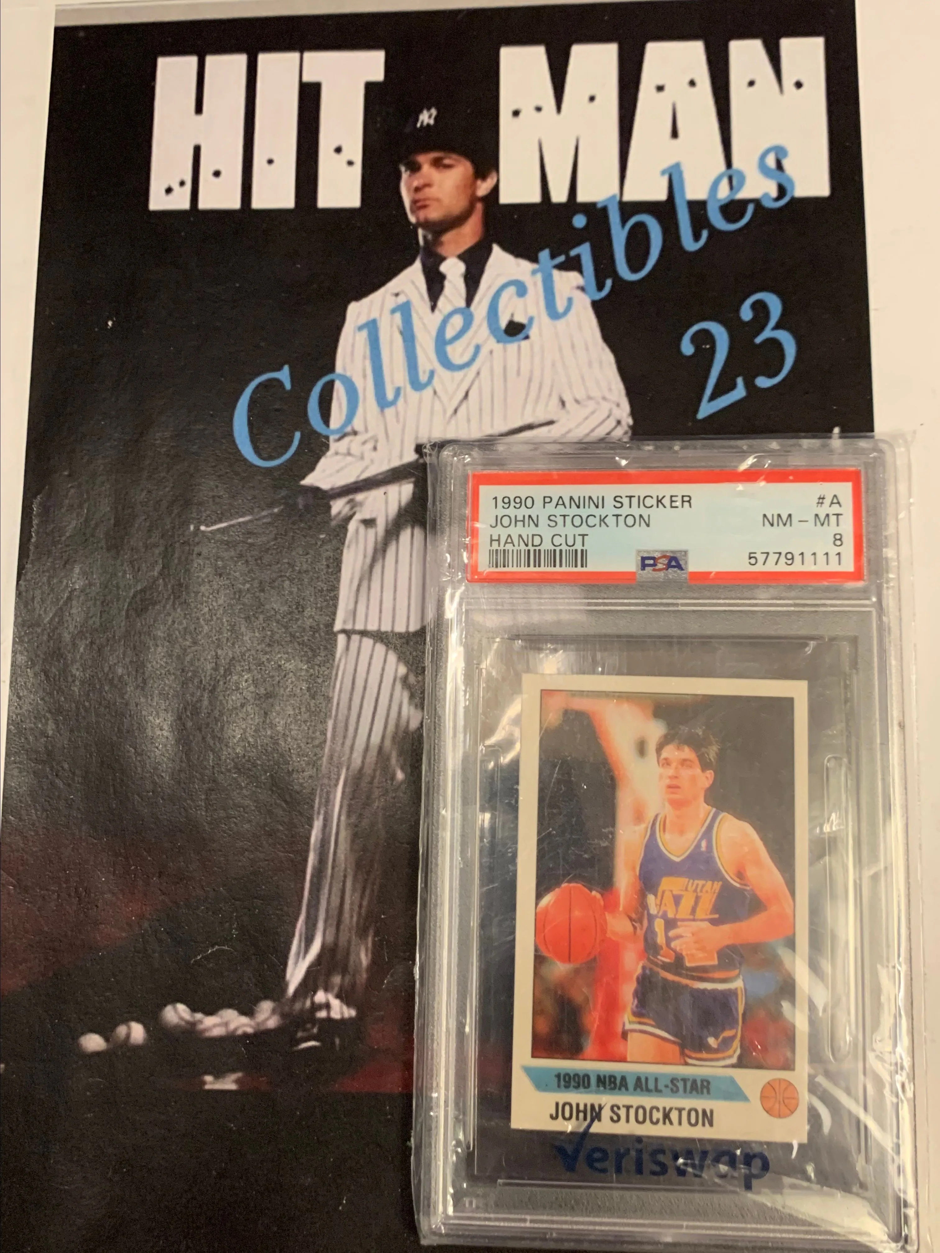 Product image for NBA - SLAB - 1990-91 Panini Sticker John Stockton PSA 8