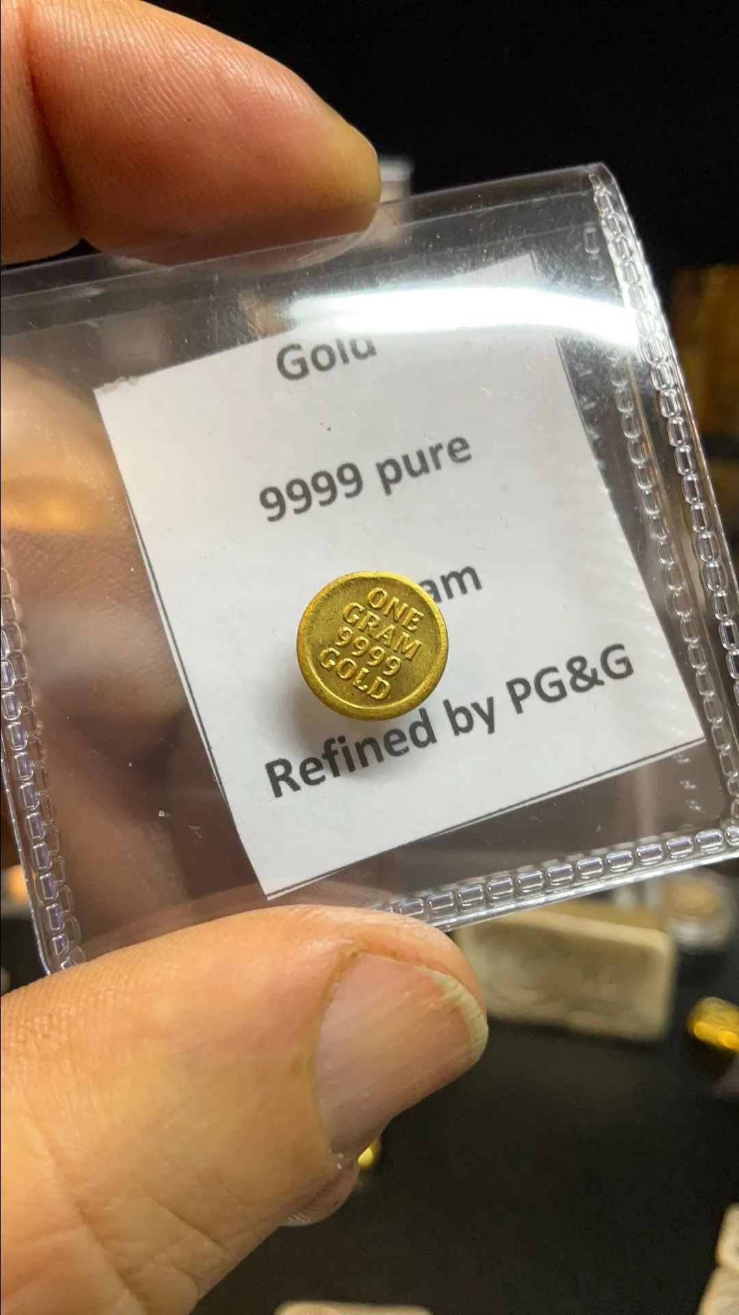 Product image for 1 gram gold PG&G round  9999 fine