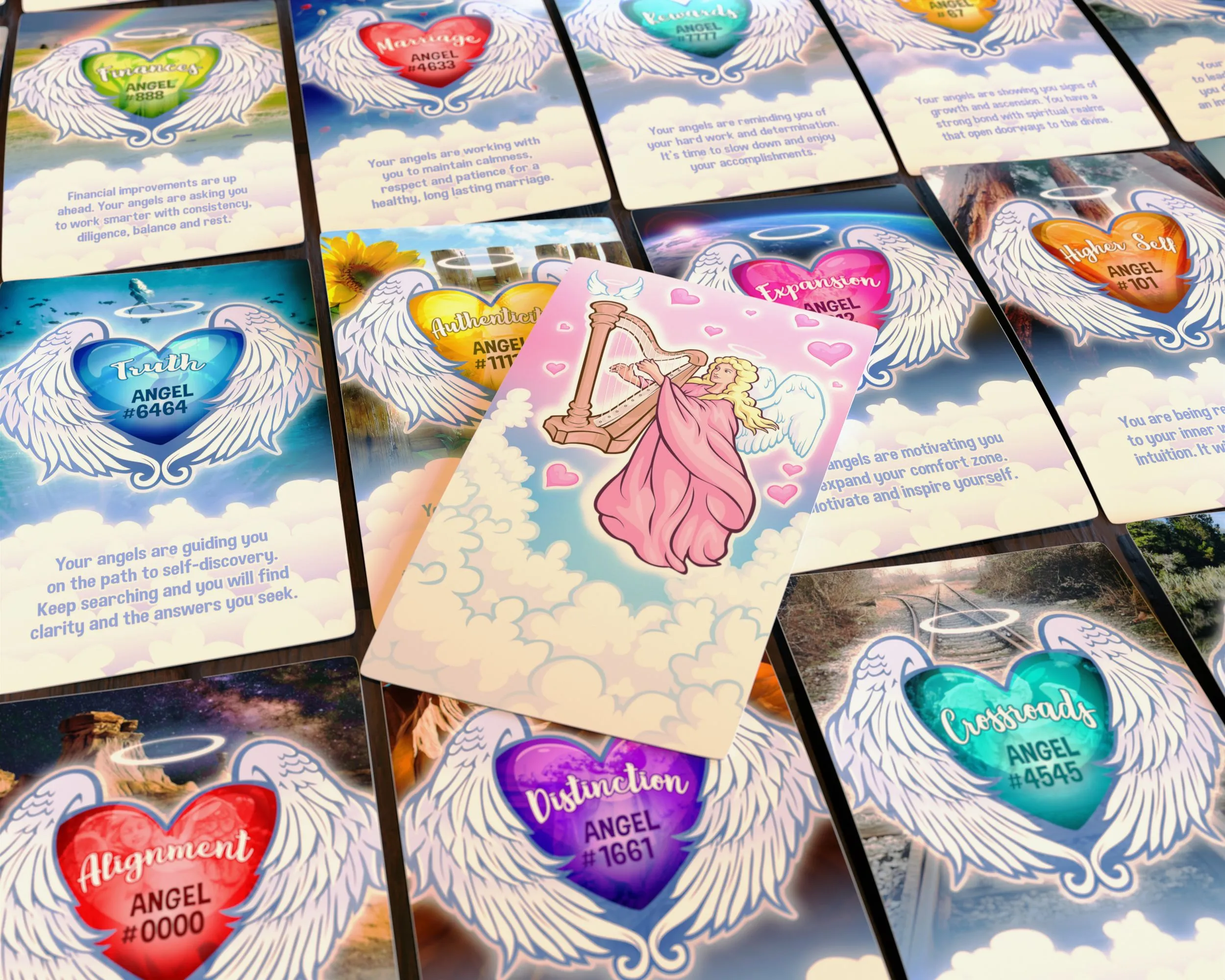 Product image for Angel Heart Messages Oracle Deck | Numerology | Ascended Masters | Blessings | Guidance | Soulmates | Empowerment | 53 Cards | NEW