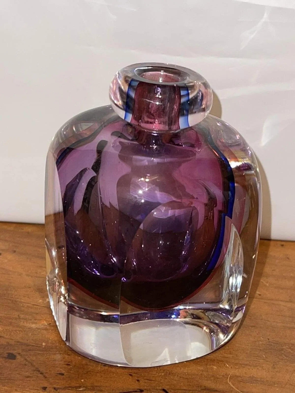 Product image for Art glass faceted purple vanity perfume bottle / bud vase