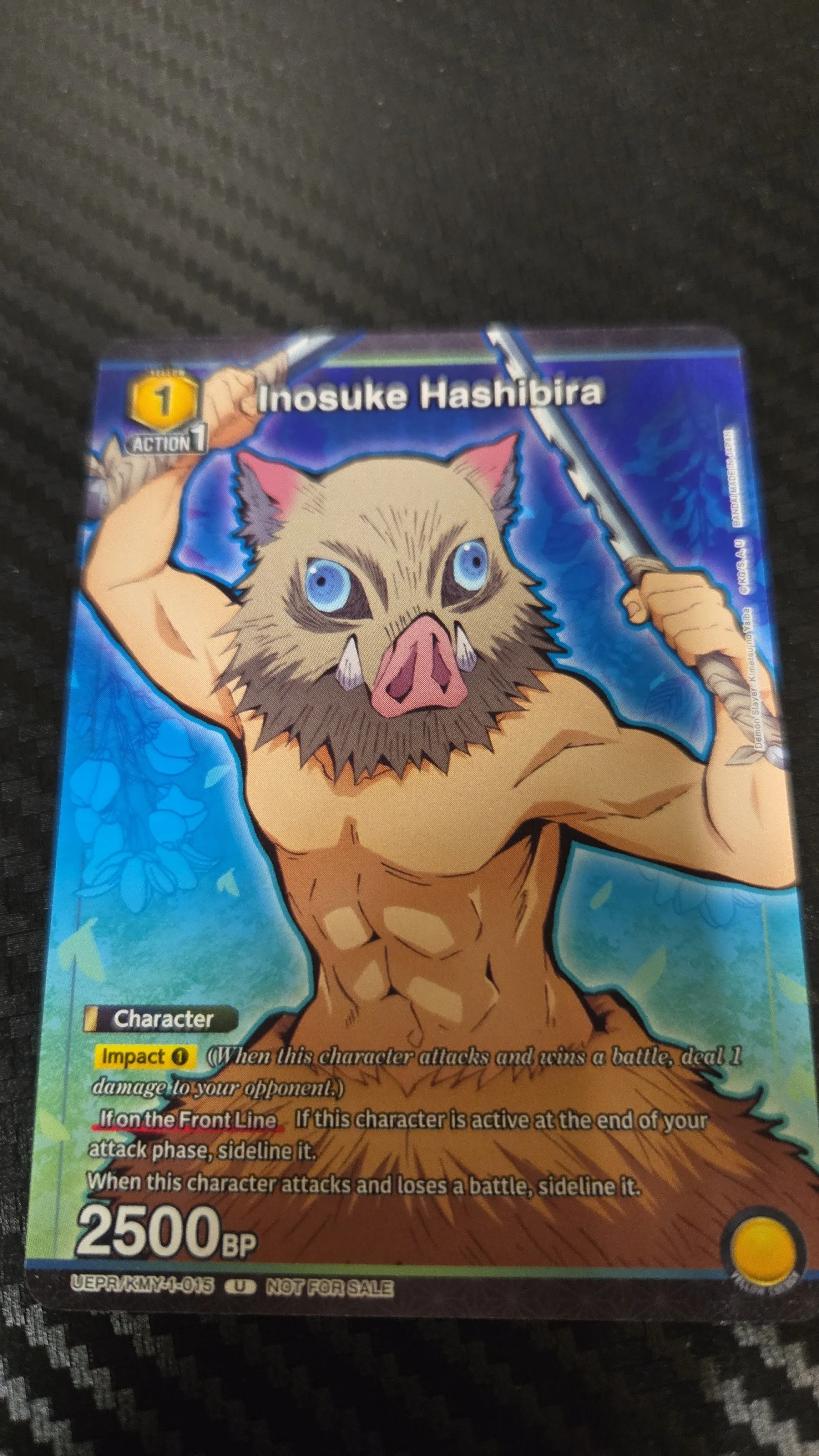 Product image for Inosuke Hashibira KMY-1-015 Tournament Promo Union Arena Card Demon Slayer