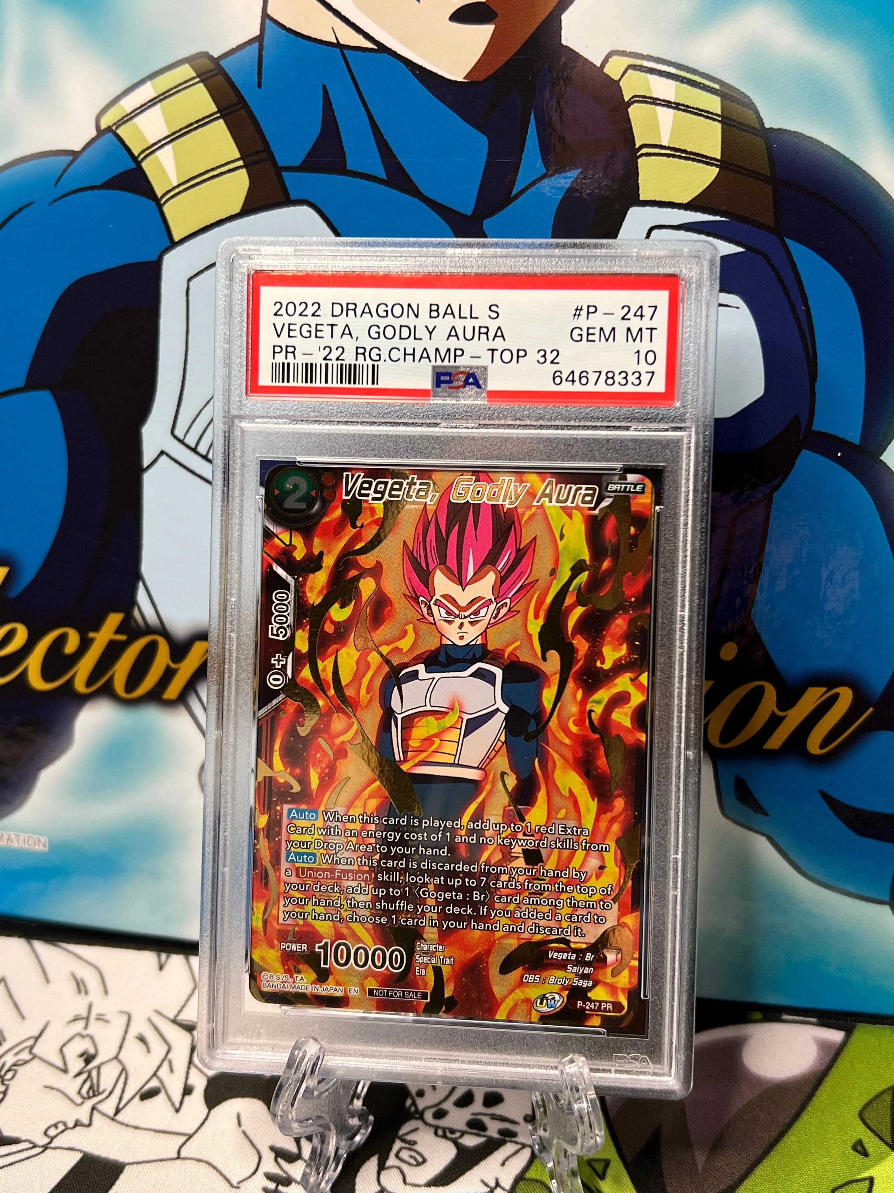 Product image for 2022 Dragon Ball Super Promos Vegeta, Godly Aura Pr-'22 Rg.Champ-Top 32 PSA GEM MT 10