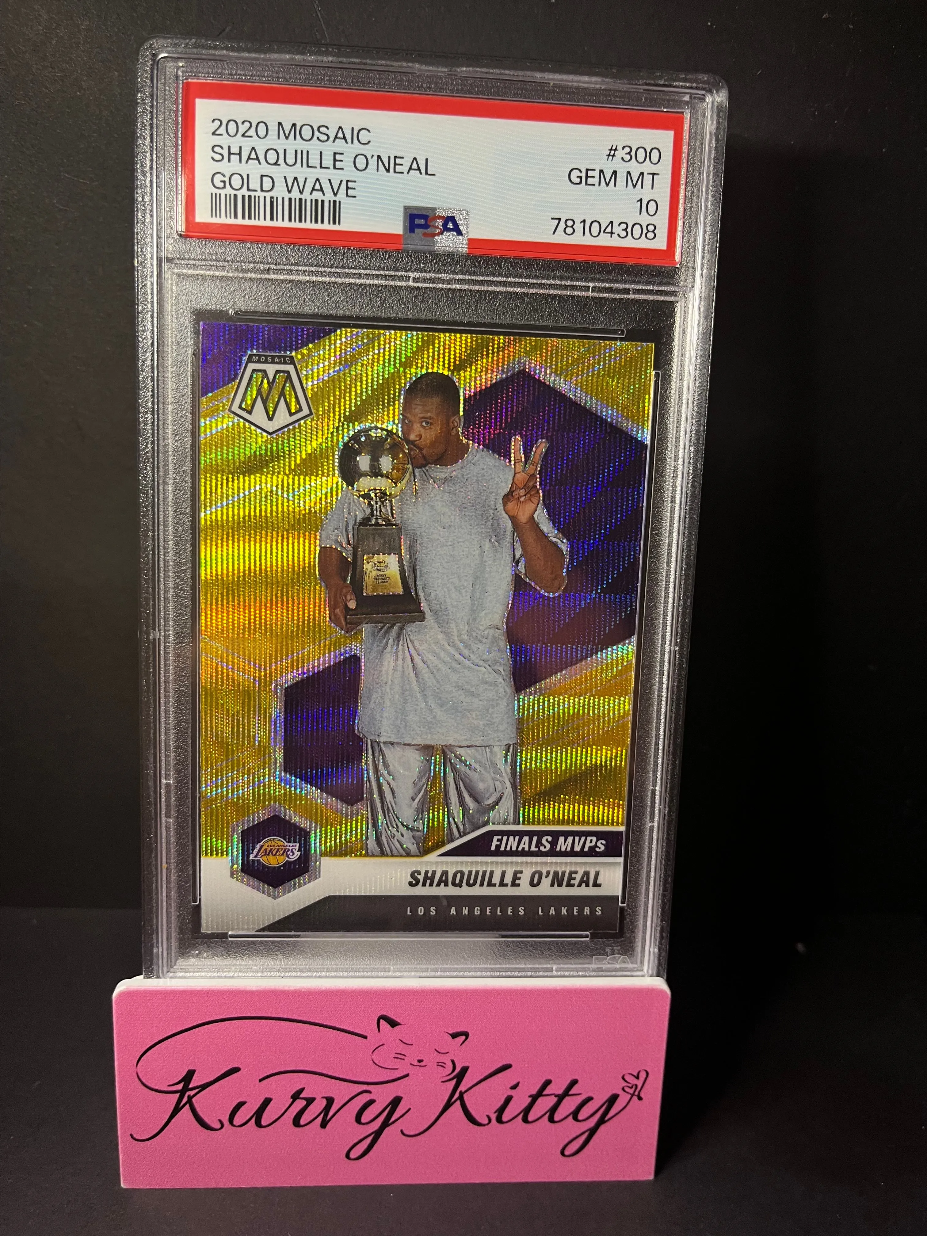 Product image for 2020 Mosaic Shaquille O’Neal Gold Wave #300 PSA GEM MT 10