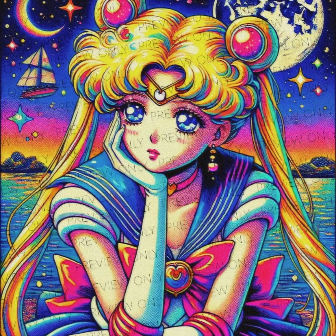 Product image for Custom RGB Light Up Sailor Moon🌙 Play Mat!