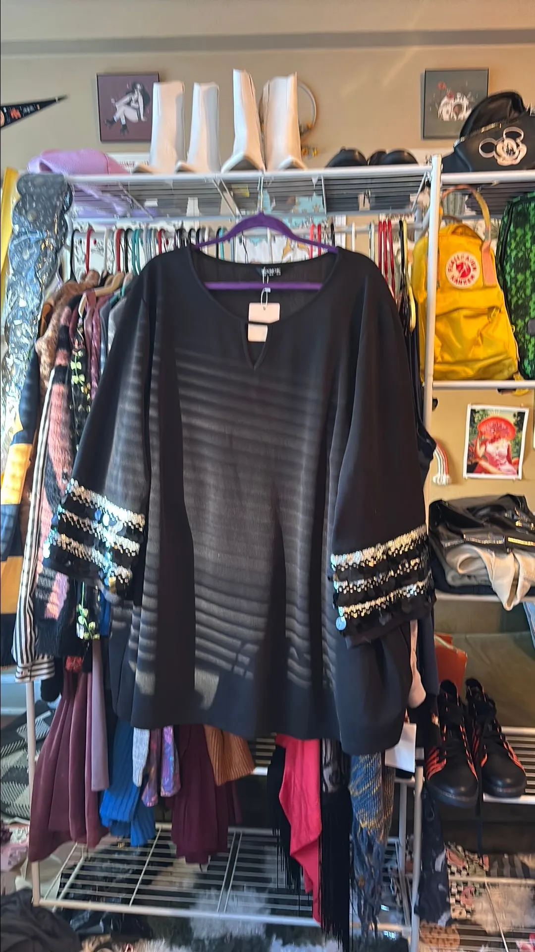 Product image for 04-Black Long-sleeve Dress with Bling