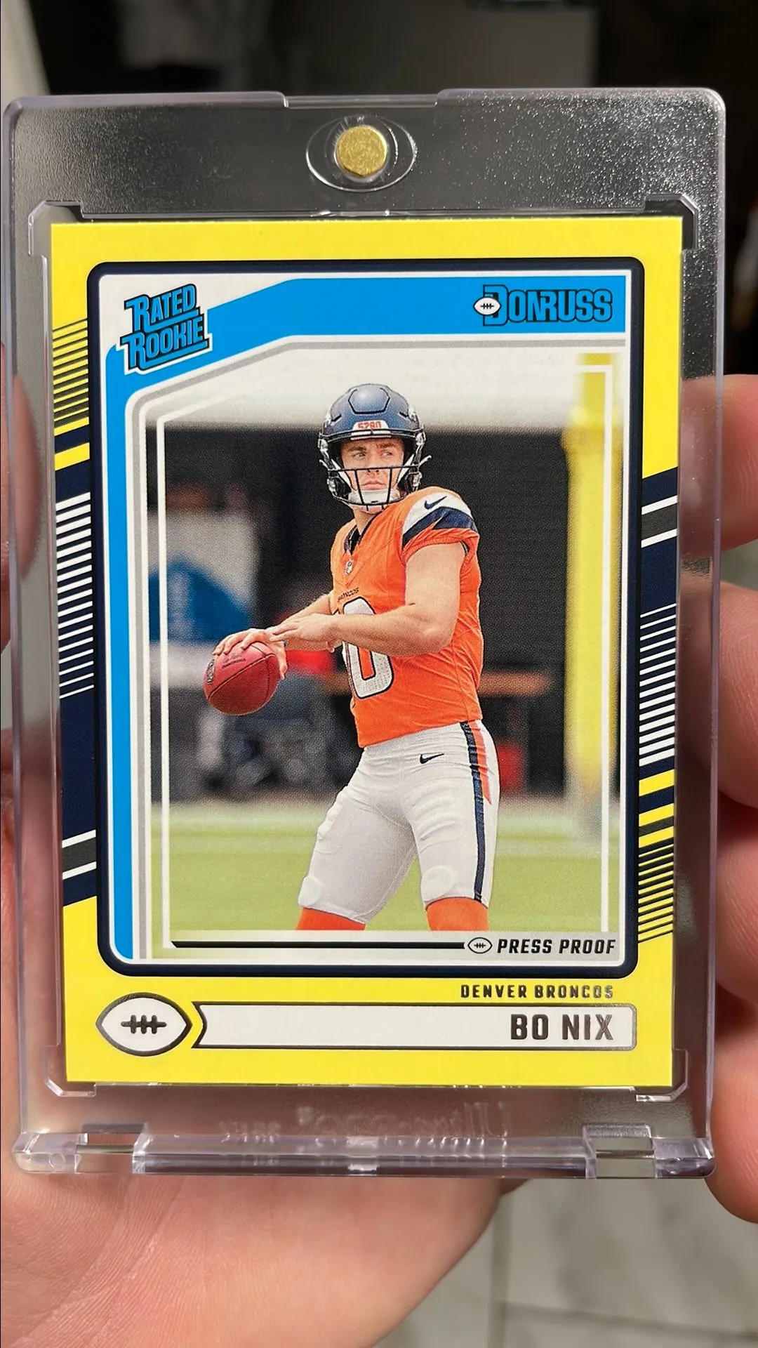 Product image for 2024 Donruss Bo Nix Rated Rookie Yellow Press Proof