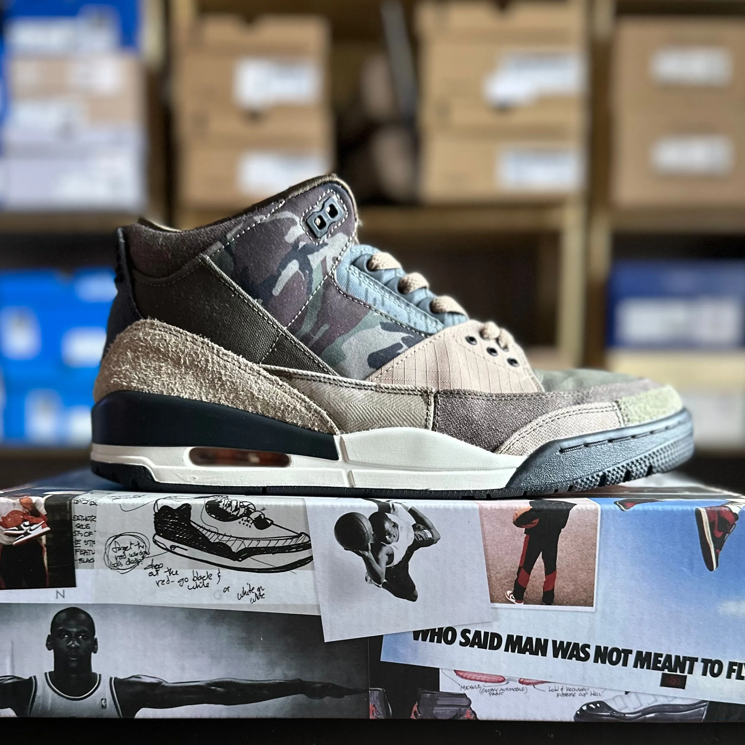 Product image for Preloved Air Jordan 3 Retro SE - Patchwork Camo Green (UK 9)