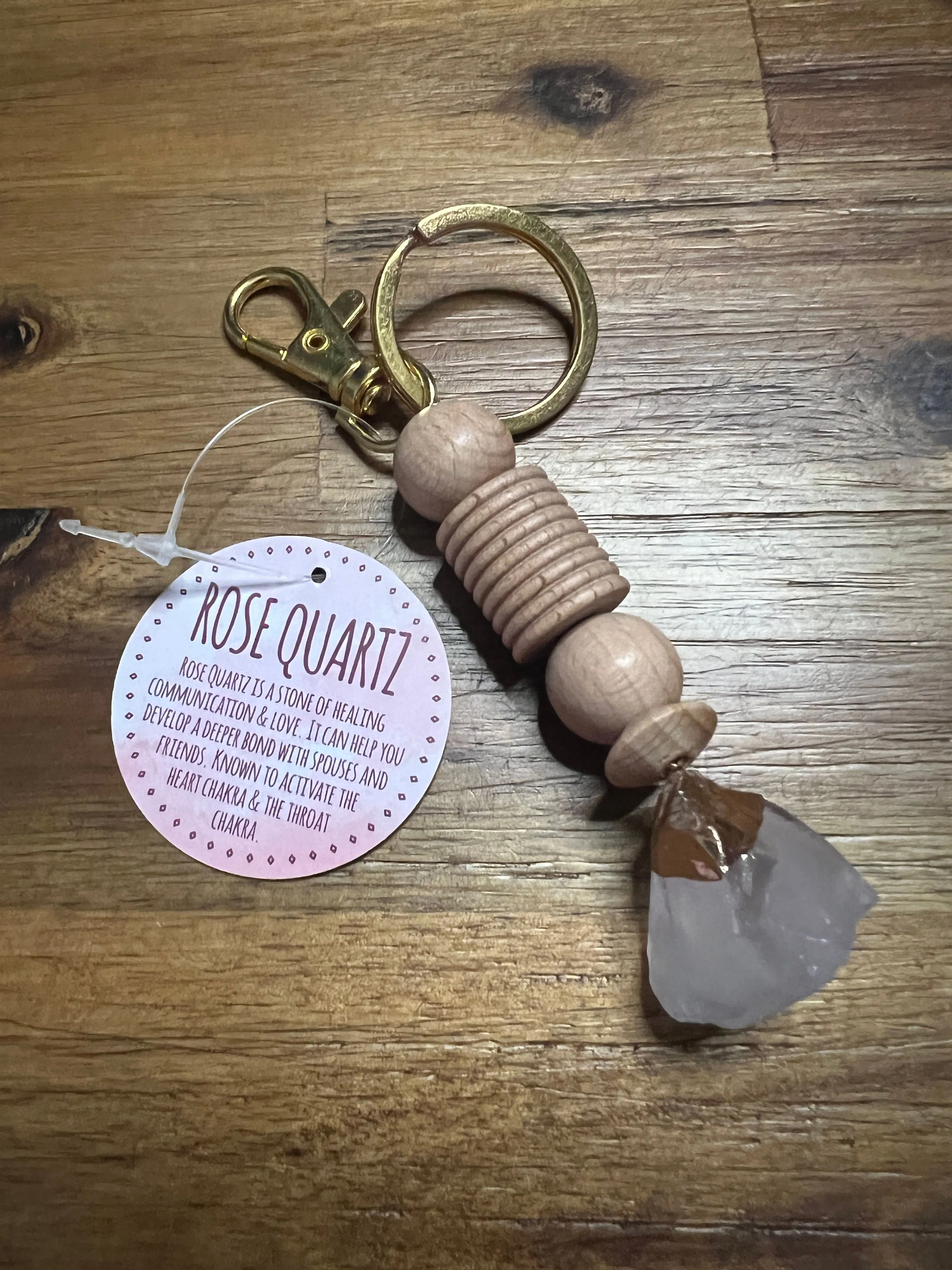 Product image for Rose Quartz Keychain Key Holder