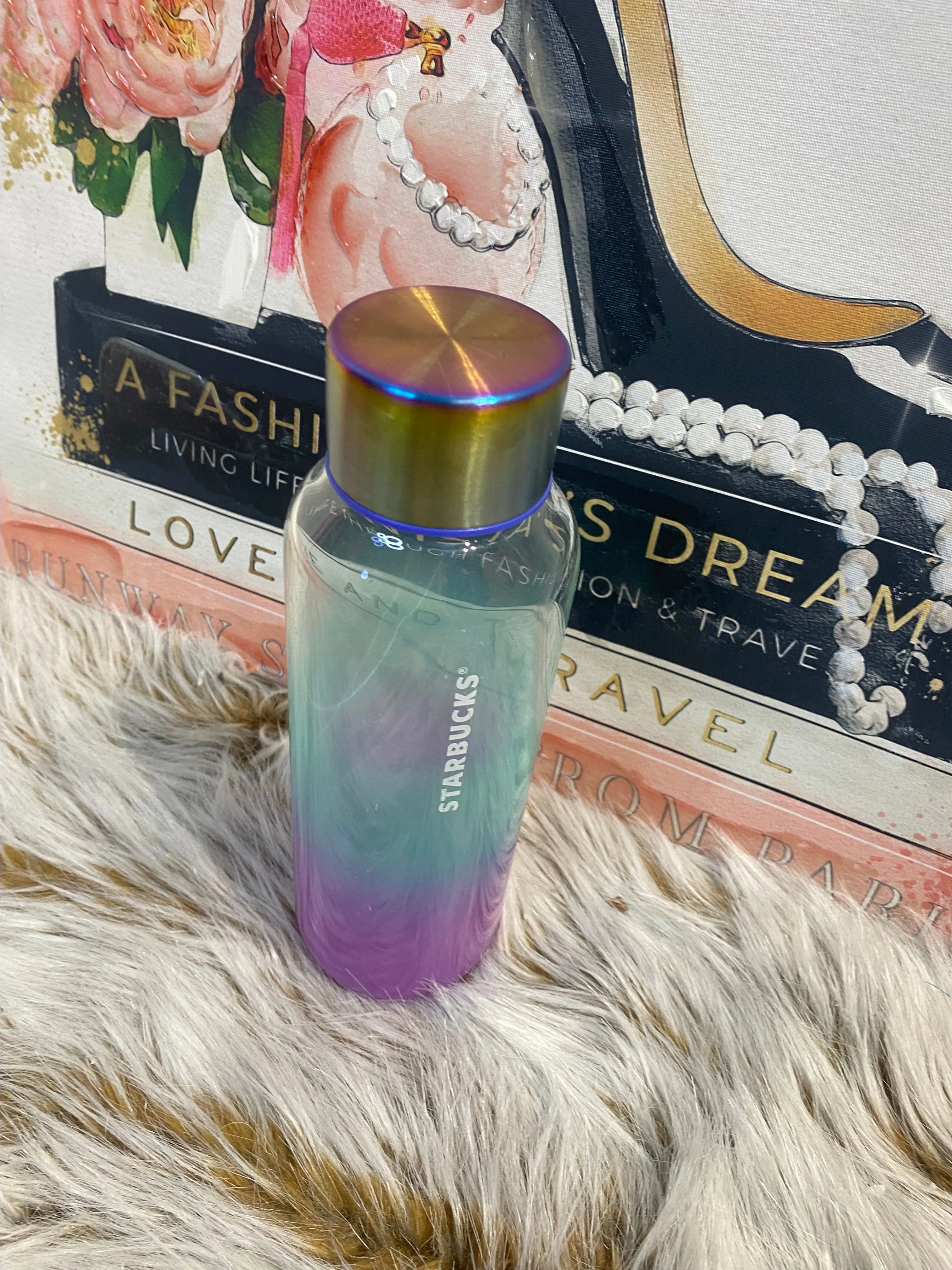 Product image for Starbucks Gradient Water Bottle Ombre Purple & Teal 20 Oz. Glass Water Bottle