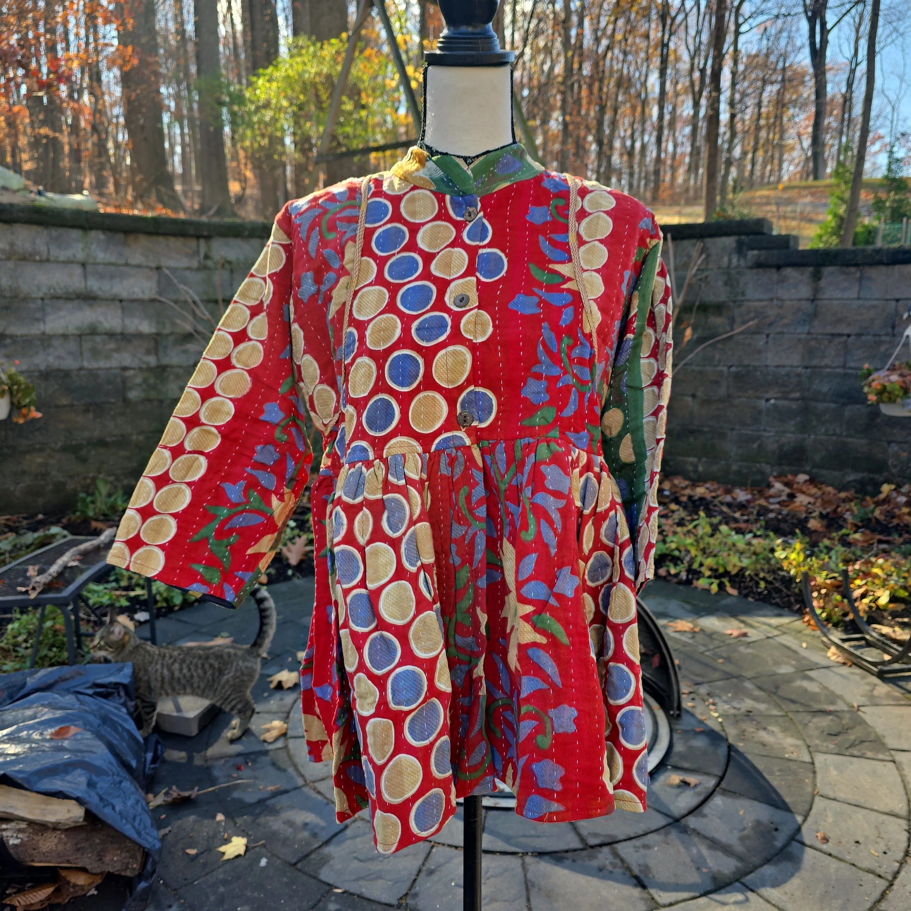 Product image for 258. STUNNING! Kantha Made in India Reversible Top/Shacket - S/M