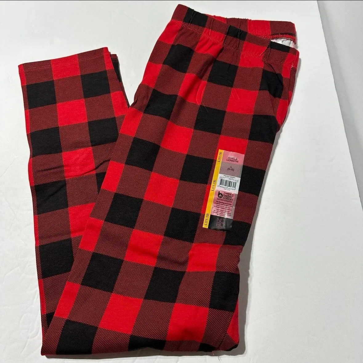 Product image for Women’s (Juniors) Size Large 11-13 Red Plaid Ankle Leggings