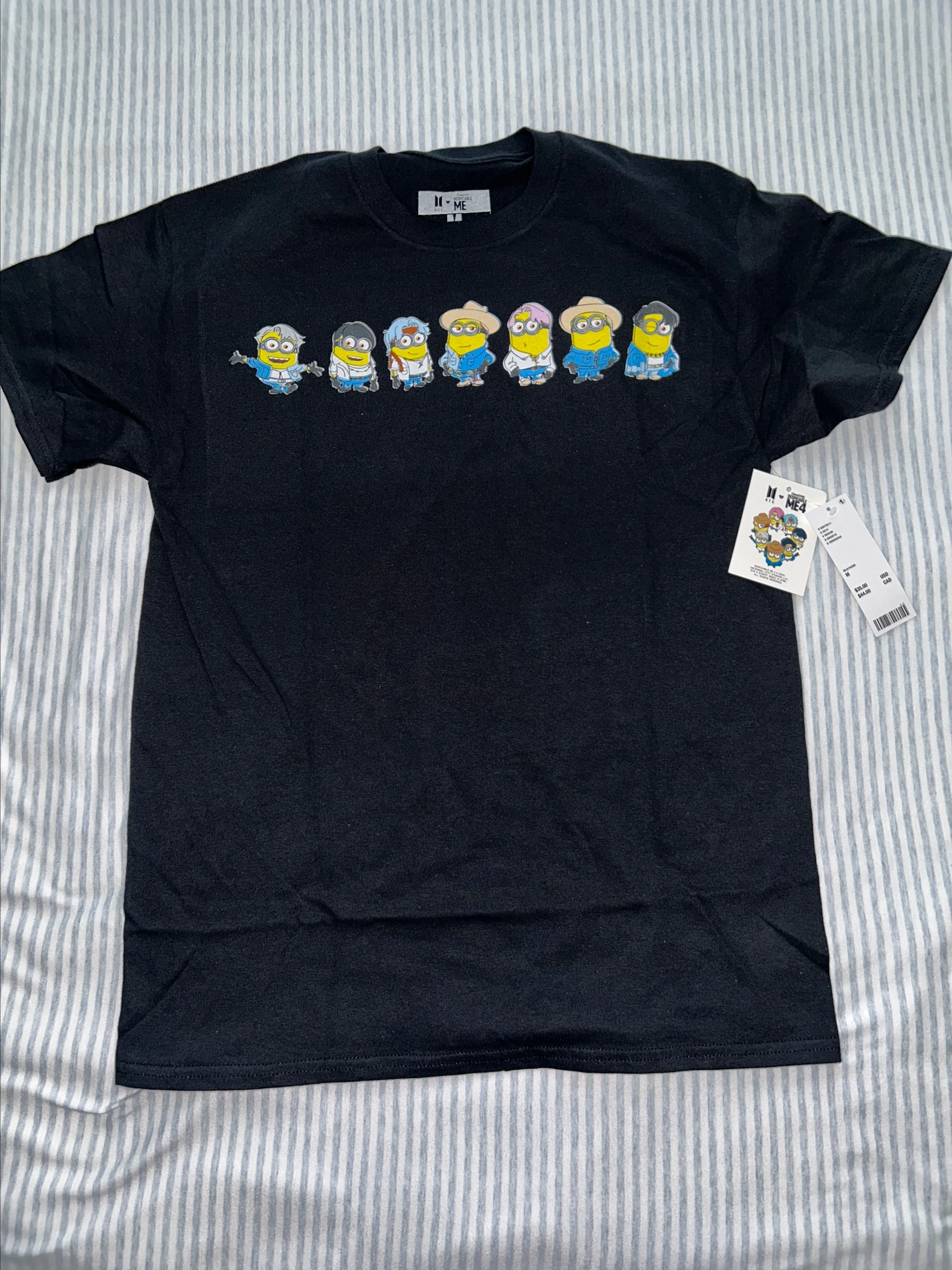 Product image for Brand New BTS x Despicable Me 4 Minions Tshirt. Size Medium