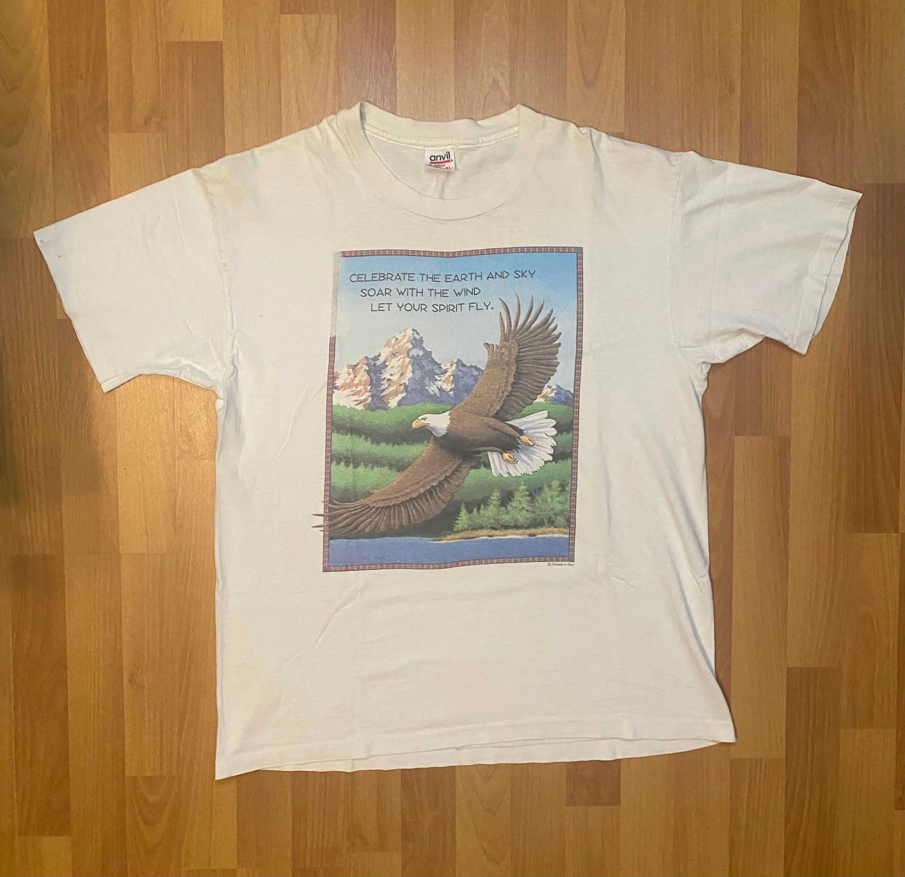 Product image for Vintage Eagle Eart & Sky Nature T Shirt Single Stitch Anvil Made in USA