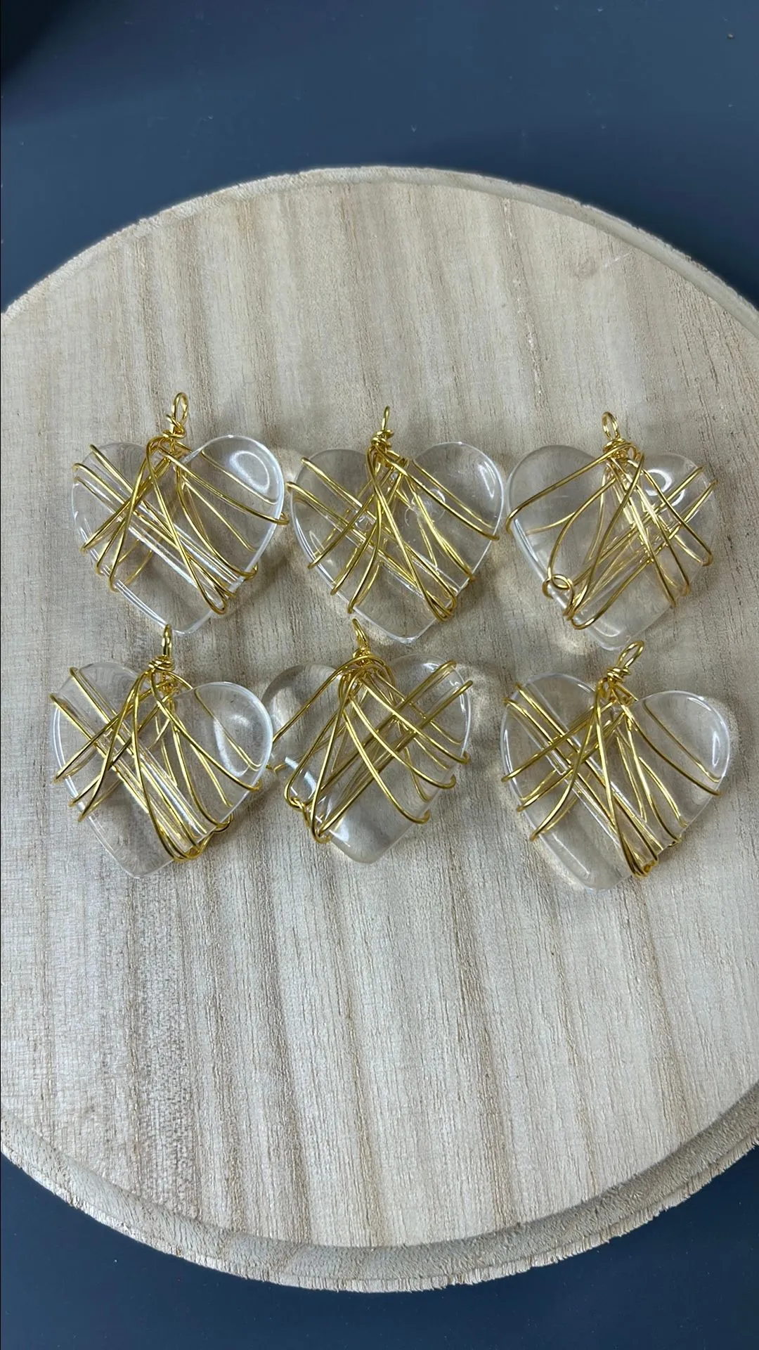 Product image for Pendants (6)- lucite wire wrapped in gold
