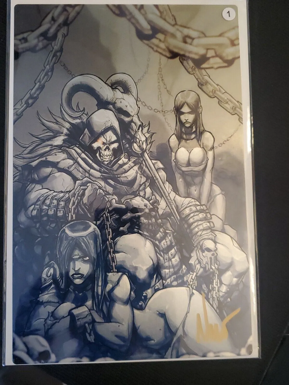 Product image for MOTU....SKELETOR...METAL...HAND SIGNED W/COA.....ARTIST EDDIE NUNEZ