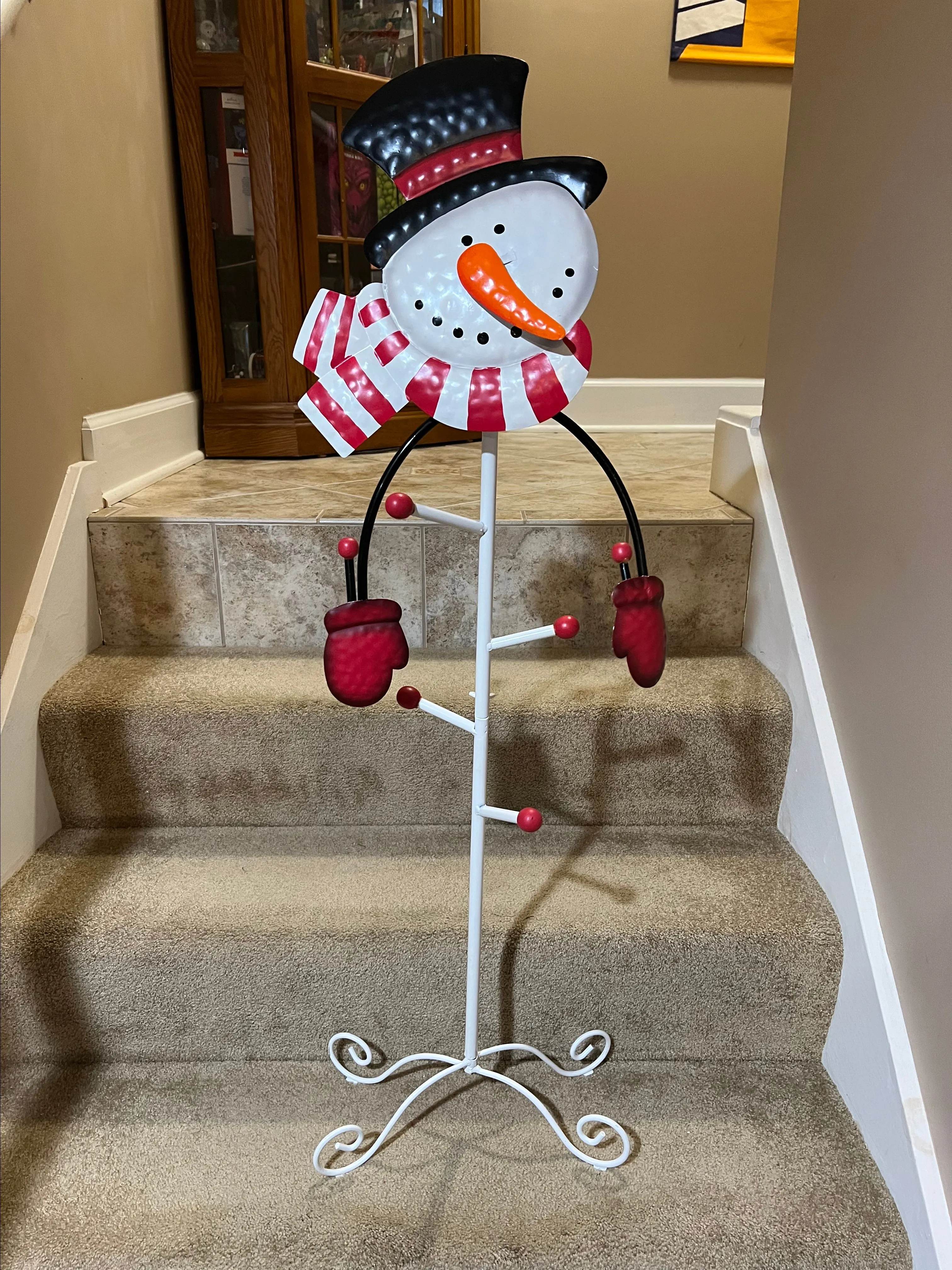 Product image for Snowman Coat Scarf Glove hanger rack 40" tall Metal Christmas Winter Decor