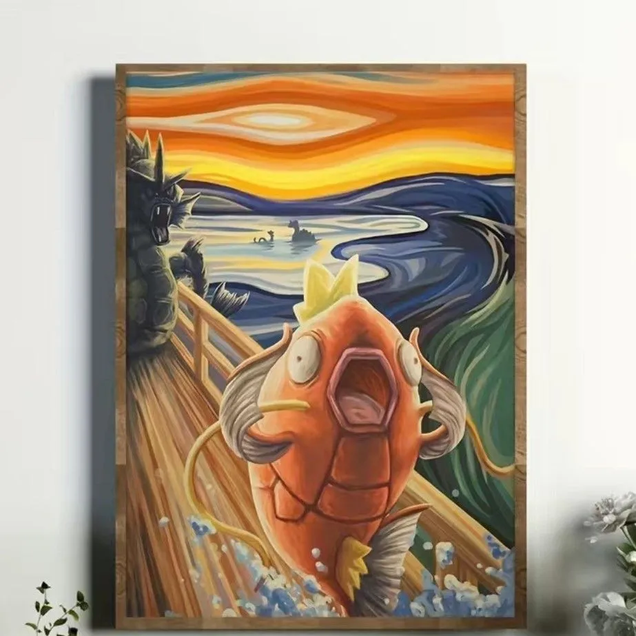 Product image for Gyarados & Magicarp & Lapras Scroll Wall Art  Painting