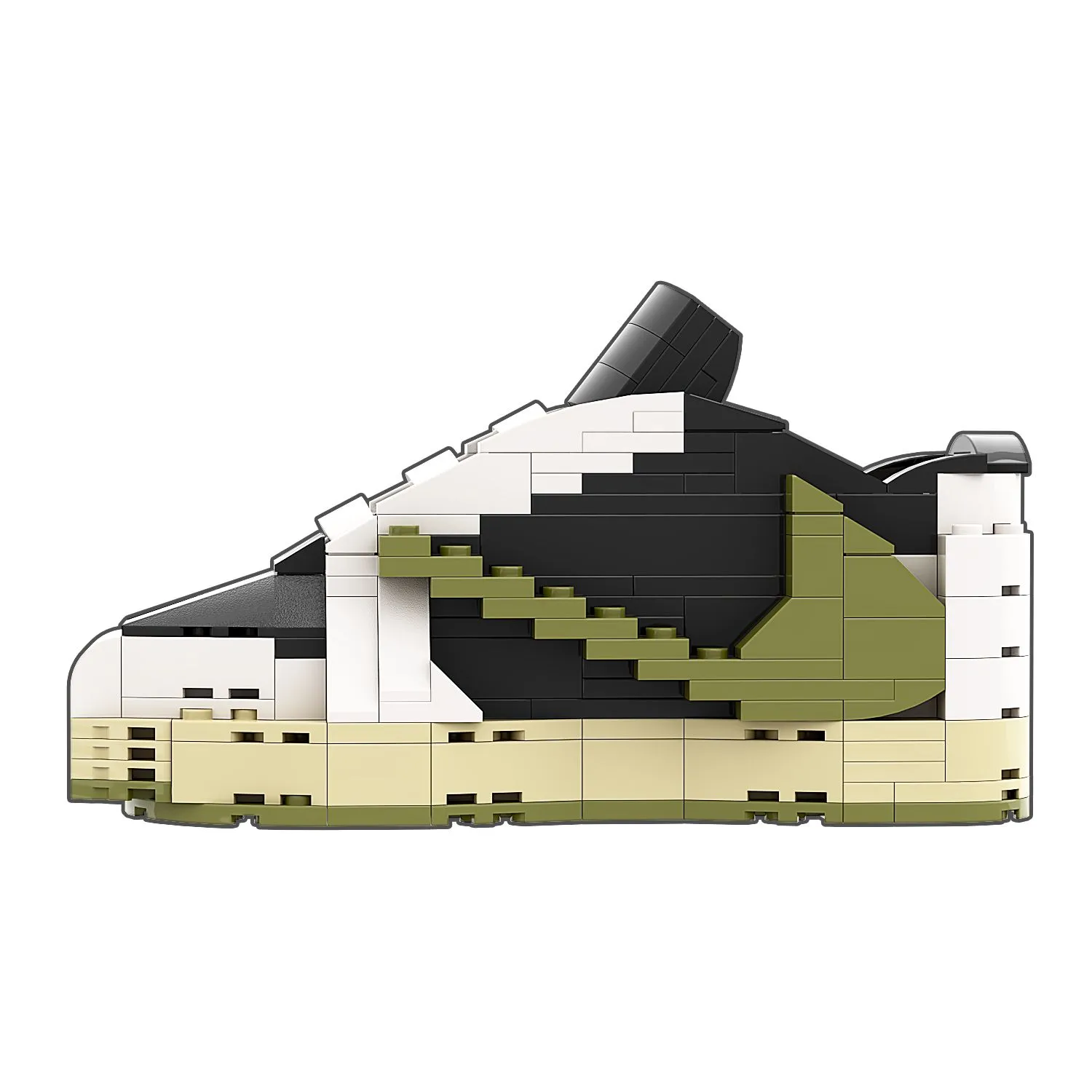 Product image for Regular Size AJ1 Low Olive  Sneaker Bricks Building Set
