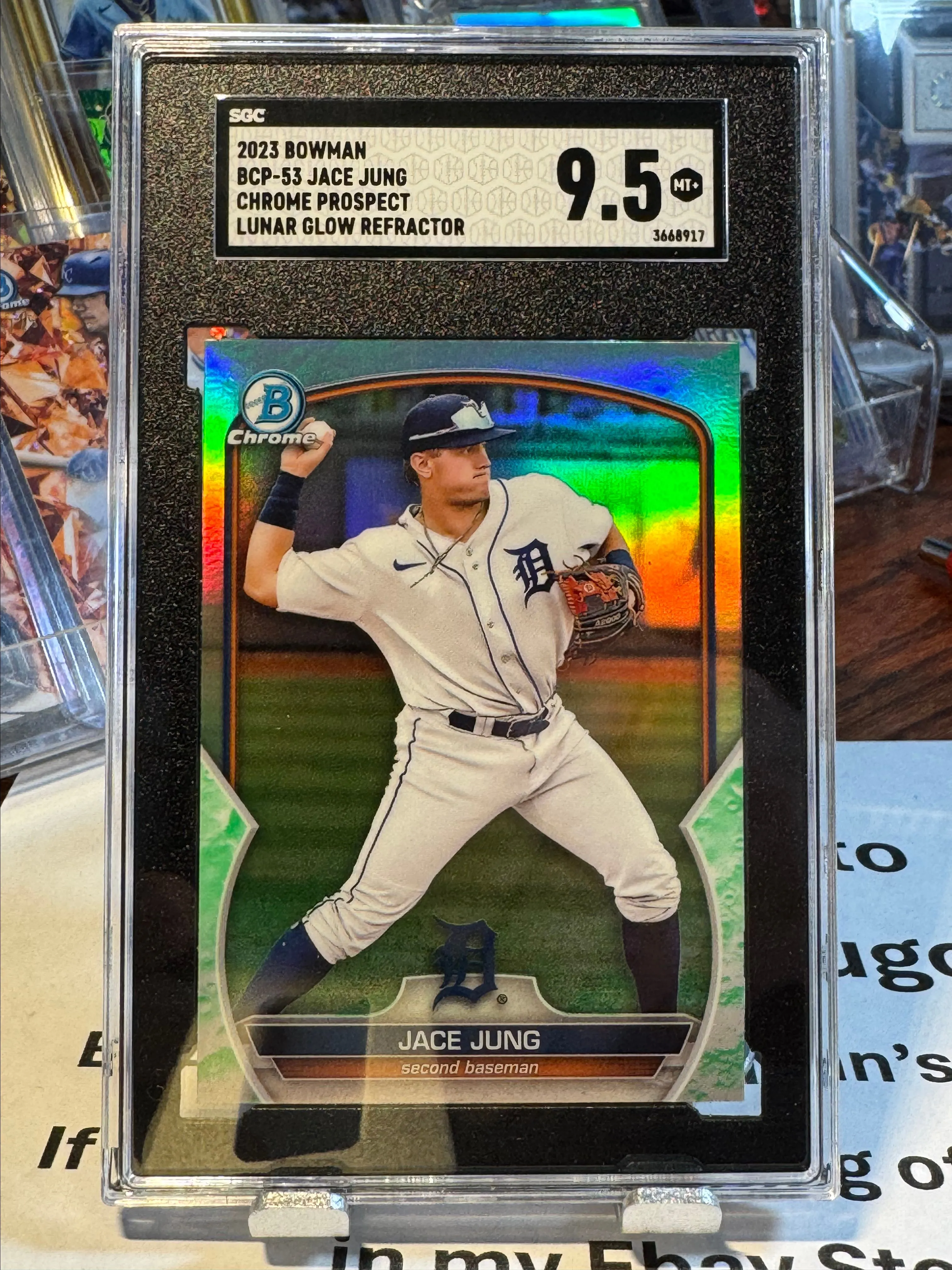 Product image for 2023 Bowman Chrome Jace Jung Lunar Glow Prospect SGC 9.5 Mint Detroit Tigers