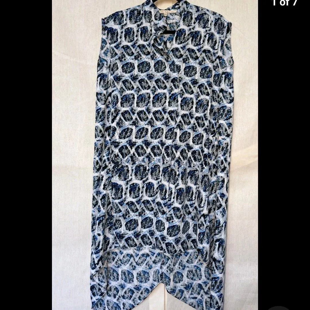 Product image for Designer Dress XS Sleeveles Rachel Roy Mock Mandarin Split Collar Hi Low Tunic