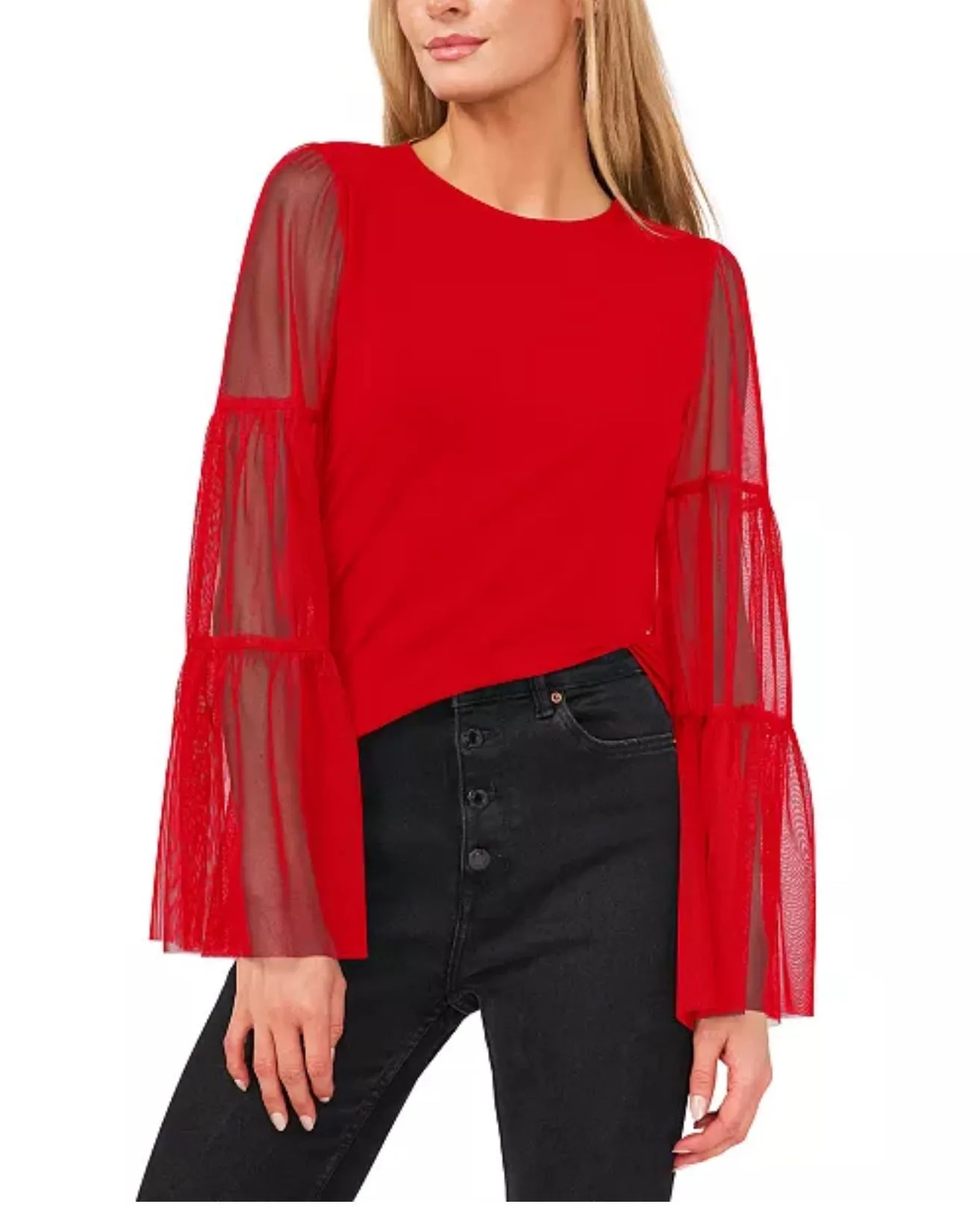 Product image for 64. Vince Camuto Mesh Bell sleeves