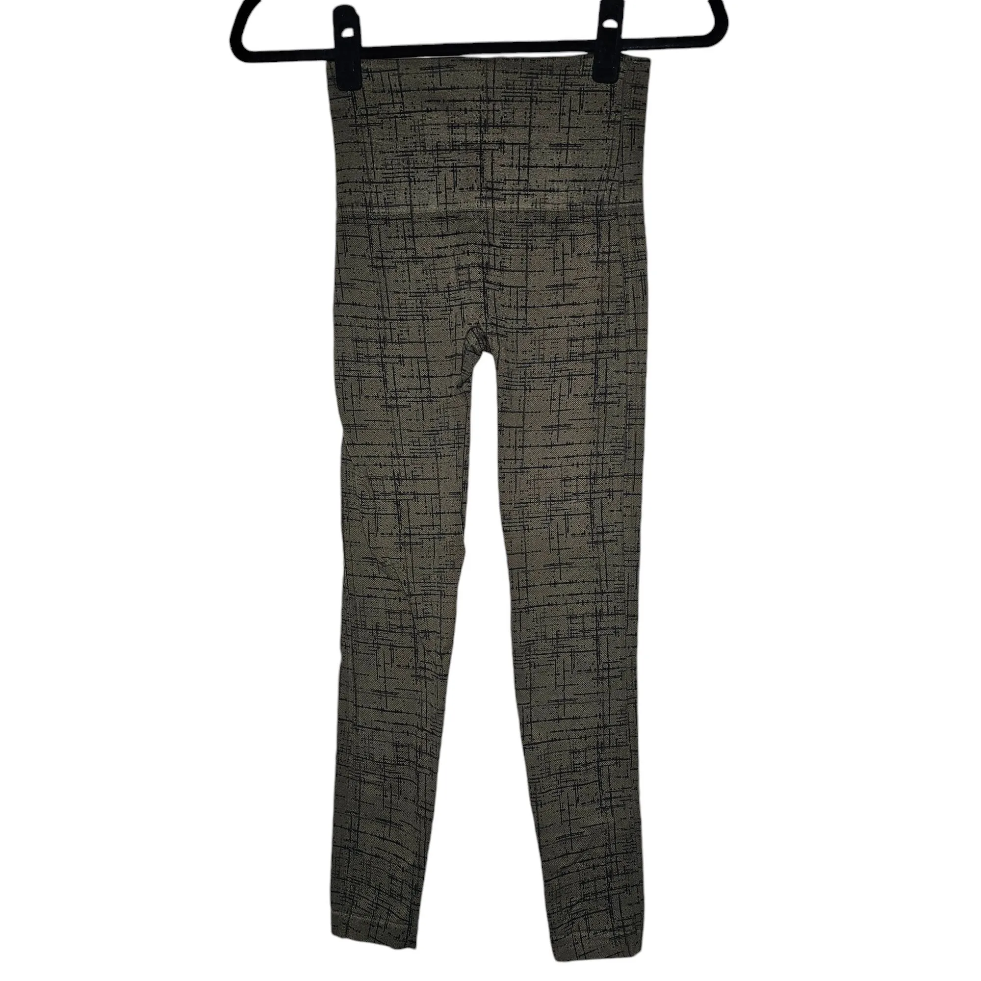 Product image for Spanx S Leggings Green Look At Me Now Seamless Black Crosshatch Slimming Grunge