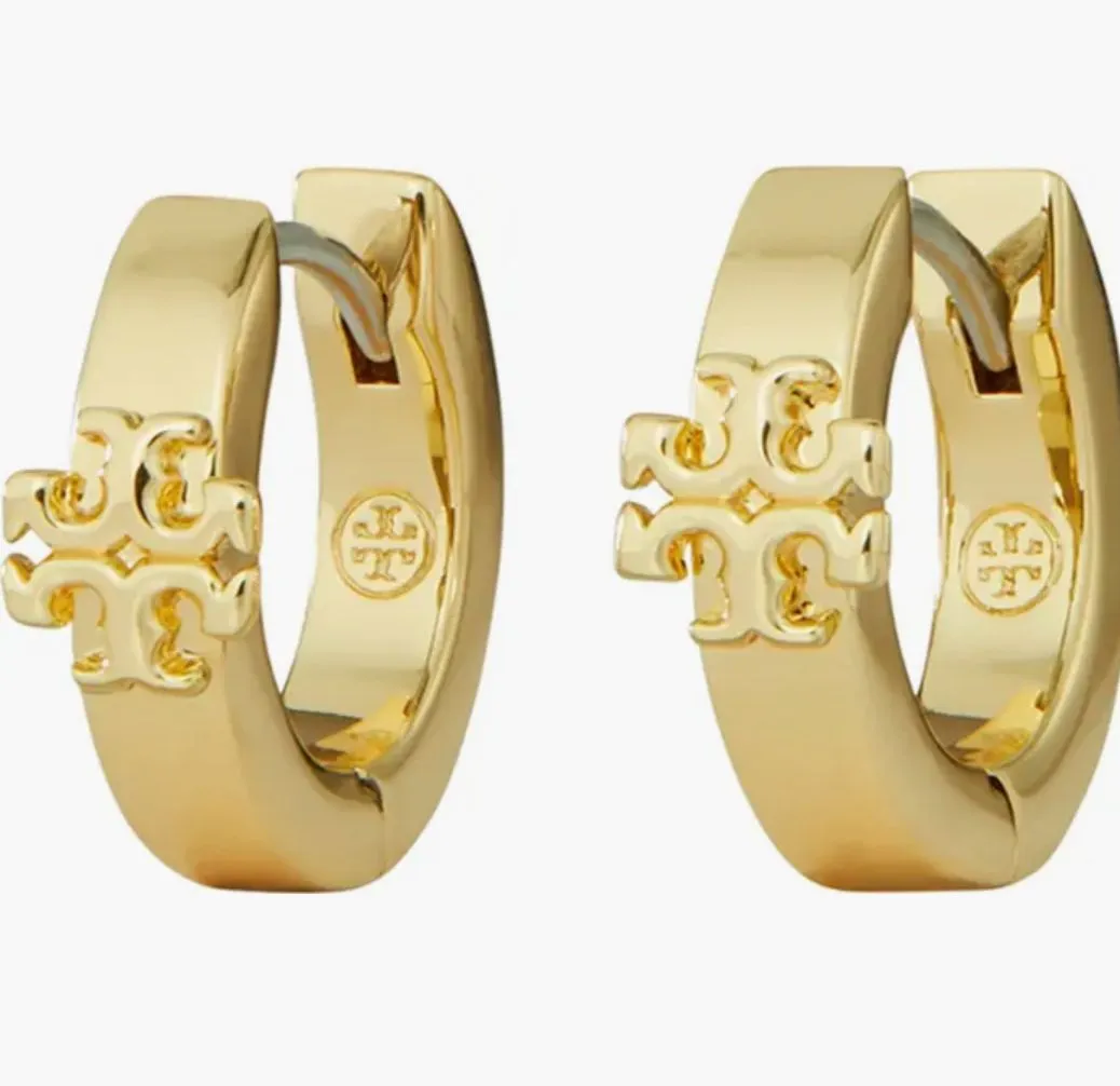 Product image for New Auth Tory Burch Kira Huggie Hoop Earrings in Gold on TB Earring Card MSRP$98