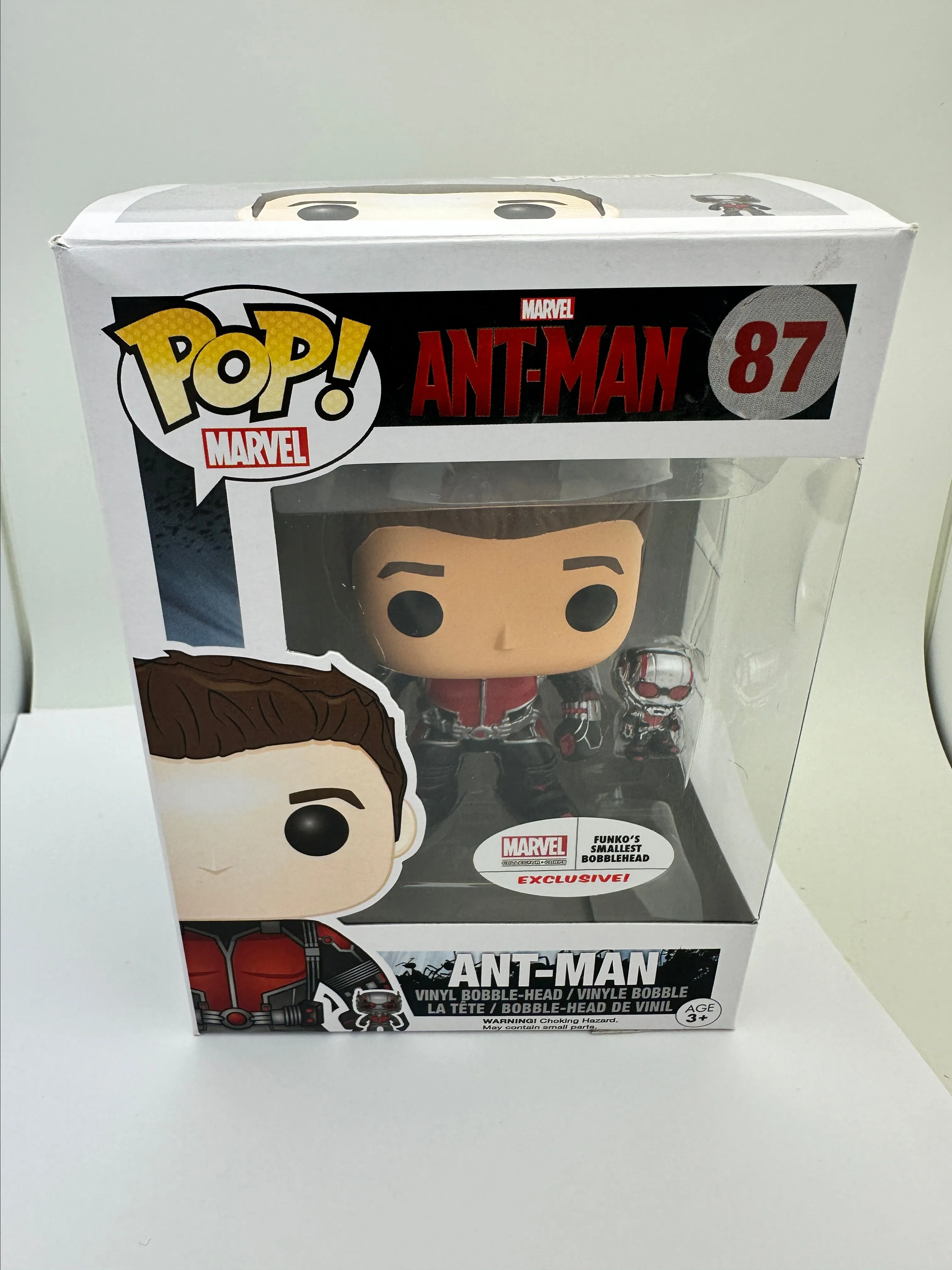 Product image for Funko Pop! Vinyl: Marvel - Ant-Man (Unmasked) smallest bobblehead 87 + Protector