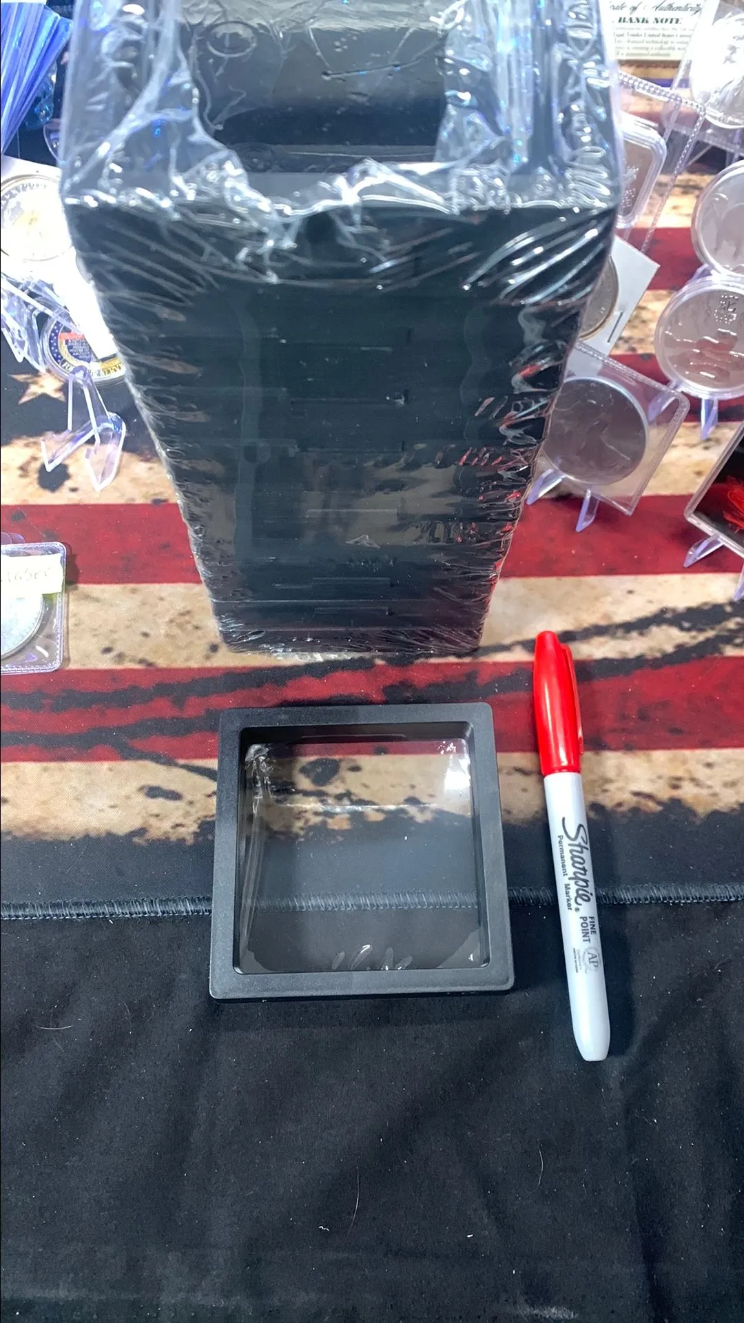 Product image for LARGE 3" X 3" -10 black 3-d display boxes for coins, jewelry, and nice display items