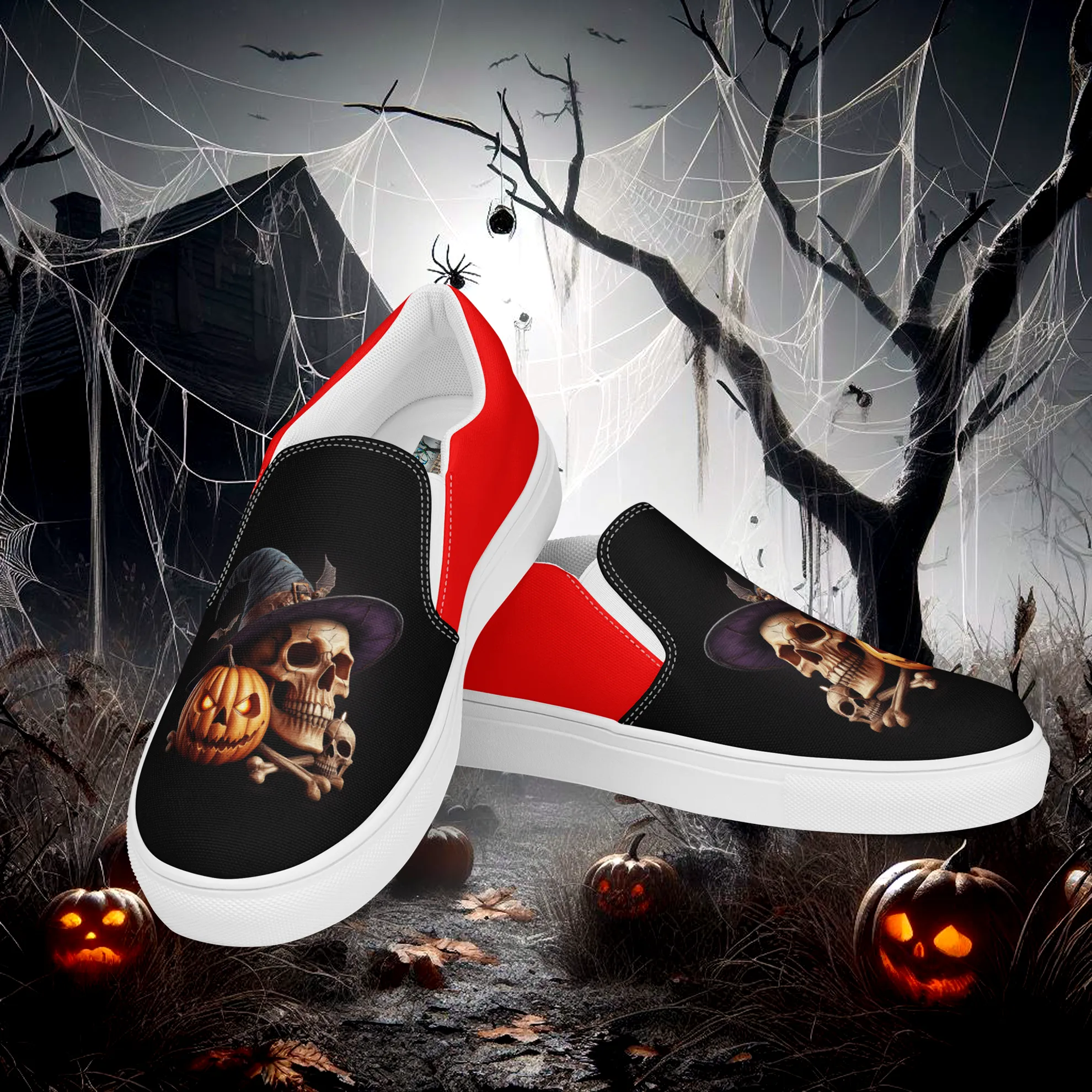 Product image for Eroh Designs™ "Necromancer" (Scarlet) Men’s Slip-on Canvas Shoes