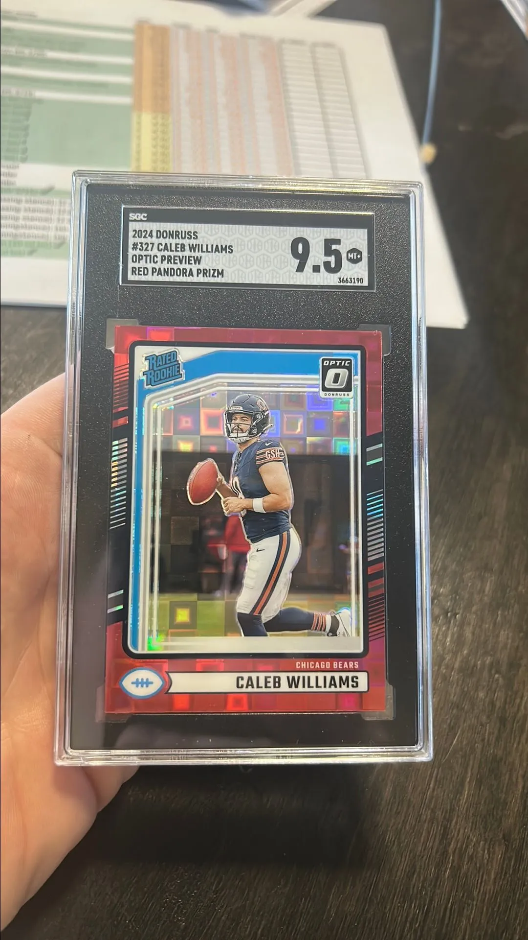 Product image for Caleb Williams - 2024 Donruss Optic Preview Red Pandora SGC 9.5
