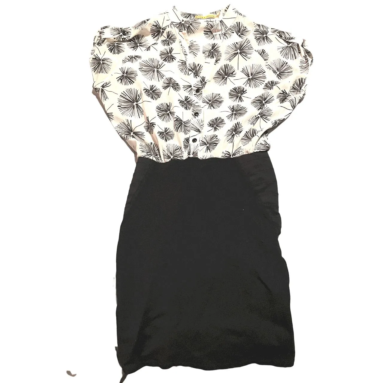 Product image for Alice + Olivia button up dress with stretch pencil skirt, black & white, size S