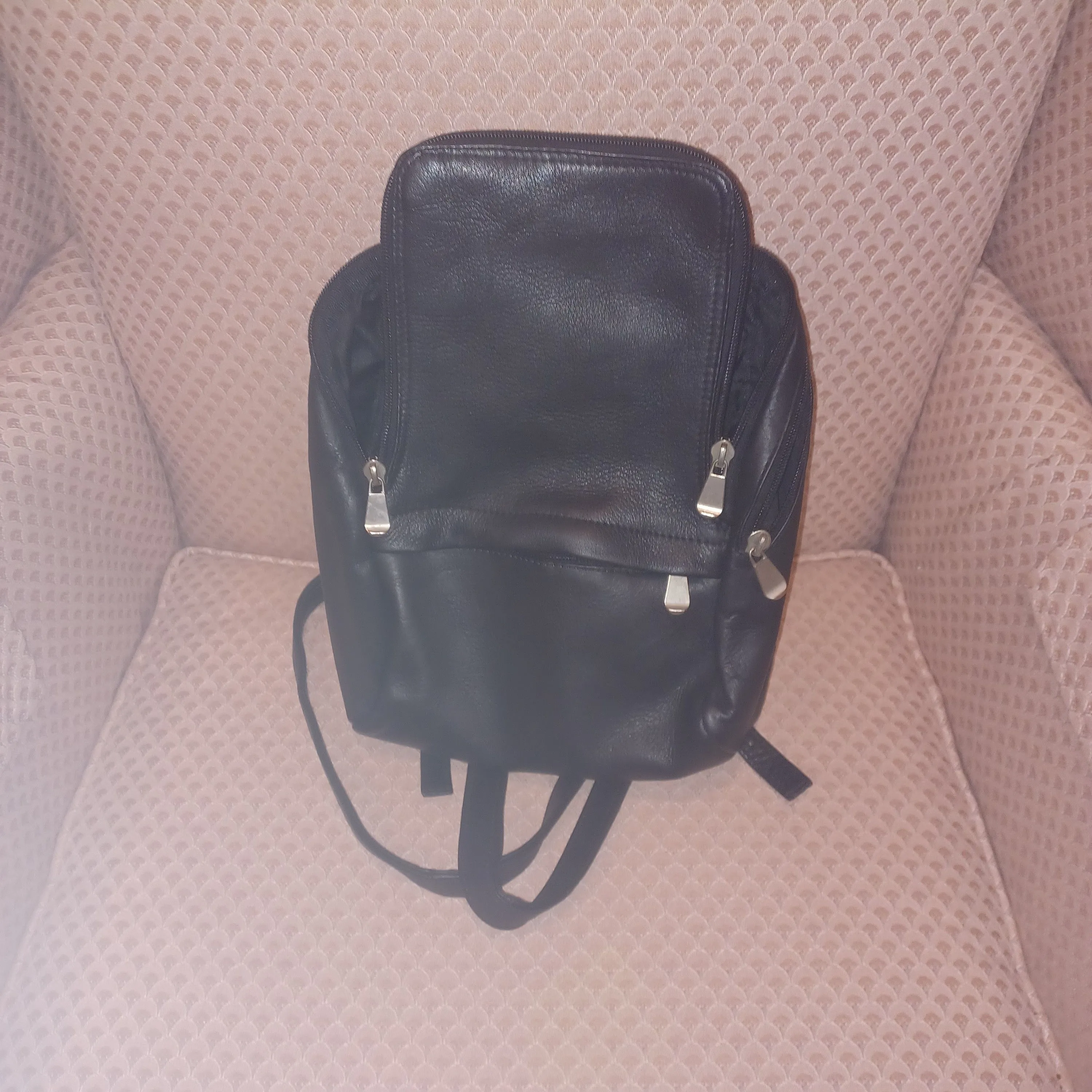 Product image for Small leather shoulder backpack