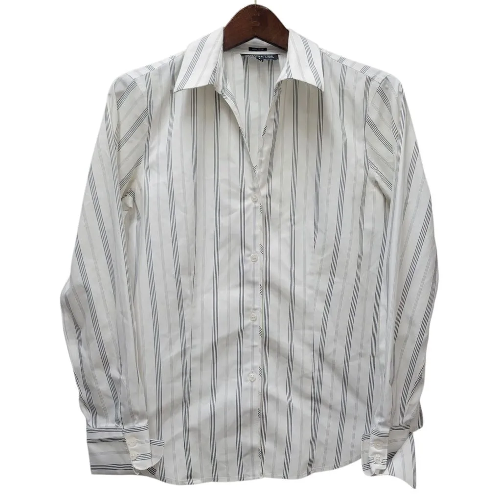 Product image for Jones New York Stripe Shirt Top Womens Signature French Cuff Button-Up Size 6