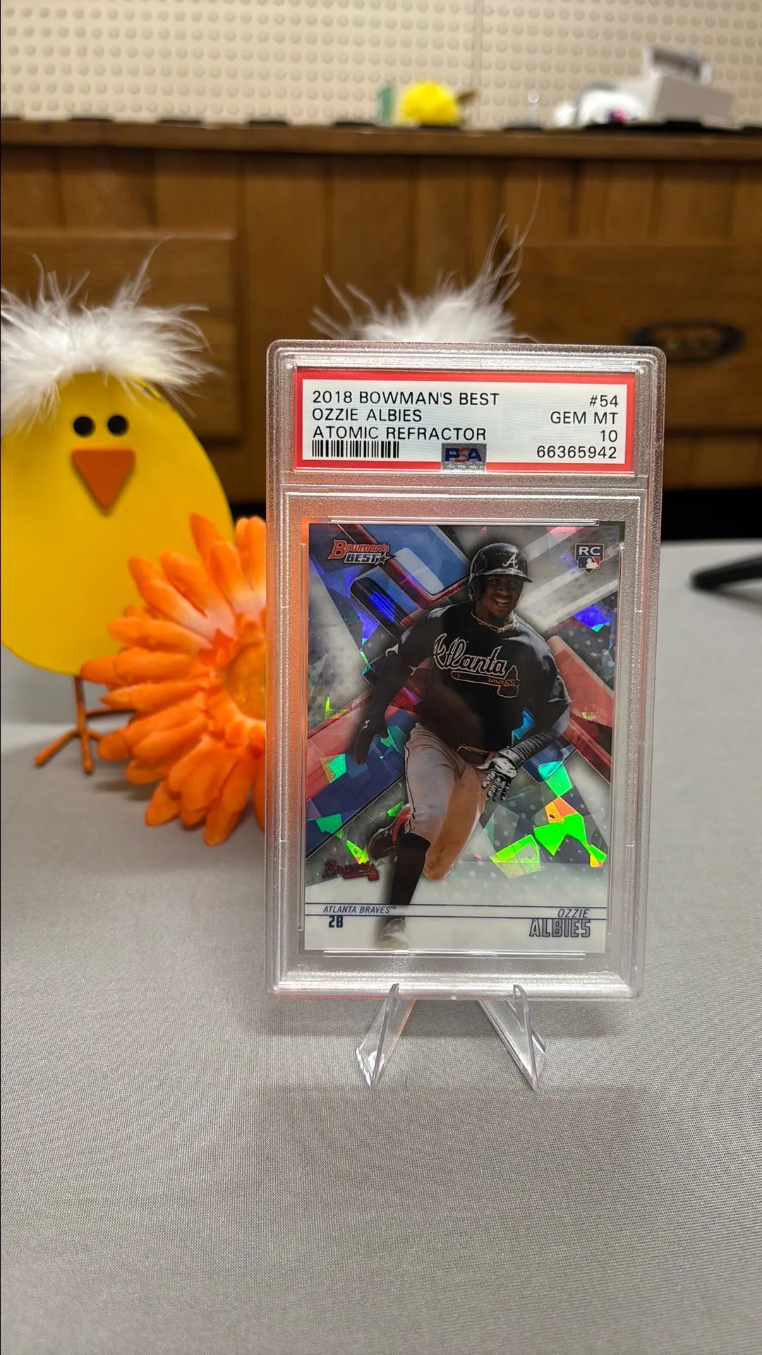 Product image for 2018 Bowman's Best #54 Ozzie Albies ATOMIC REFRACTOR ~ ROOKIE CARD ~ PSA 10
