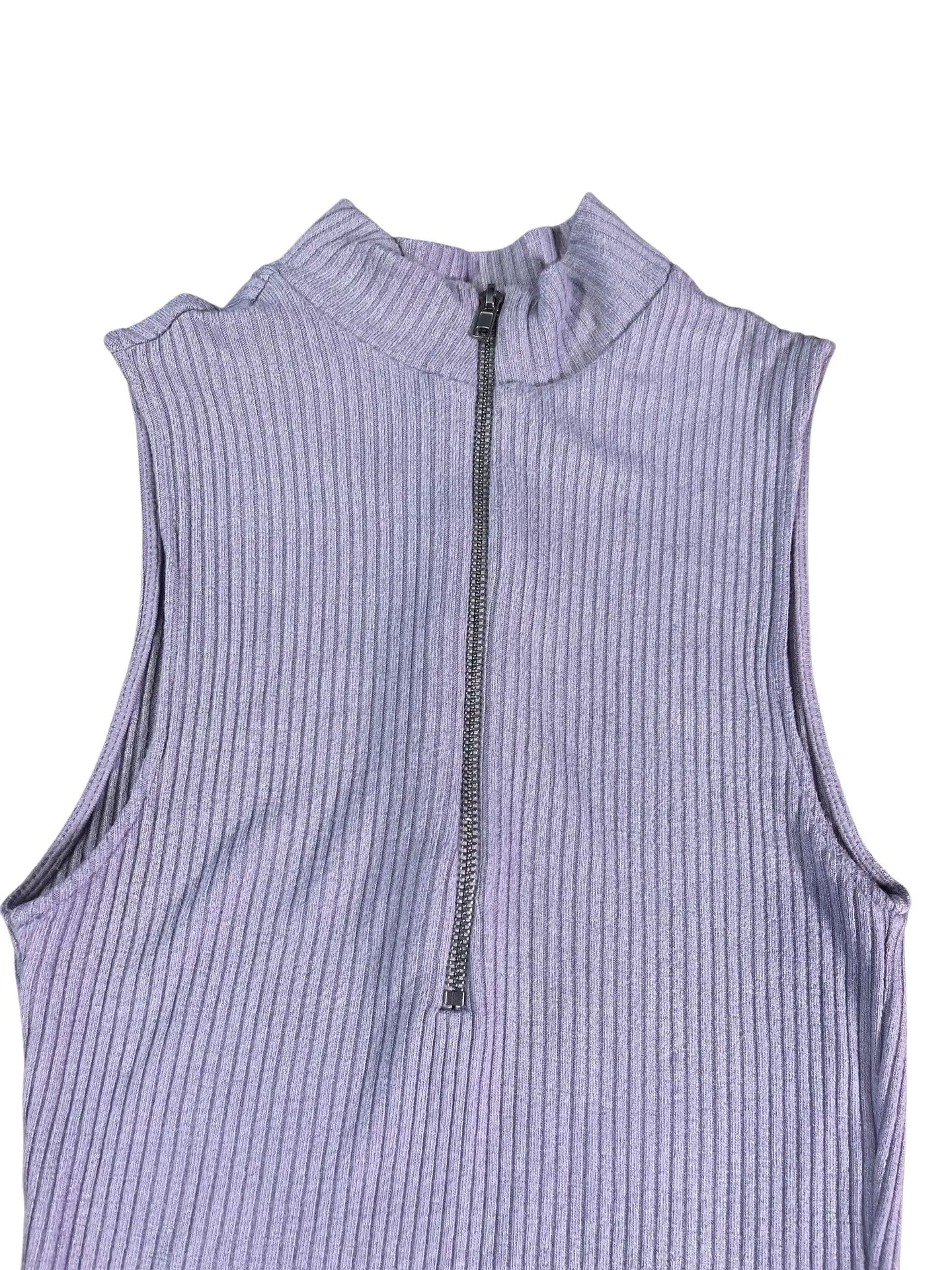 NWOT Zara Purple Sleeveless Ribbed Knit High Collar Dress with Zipper Size  small  Whatnot: Shop, Sell, Connect