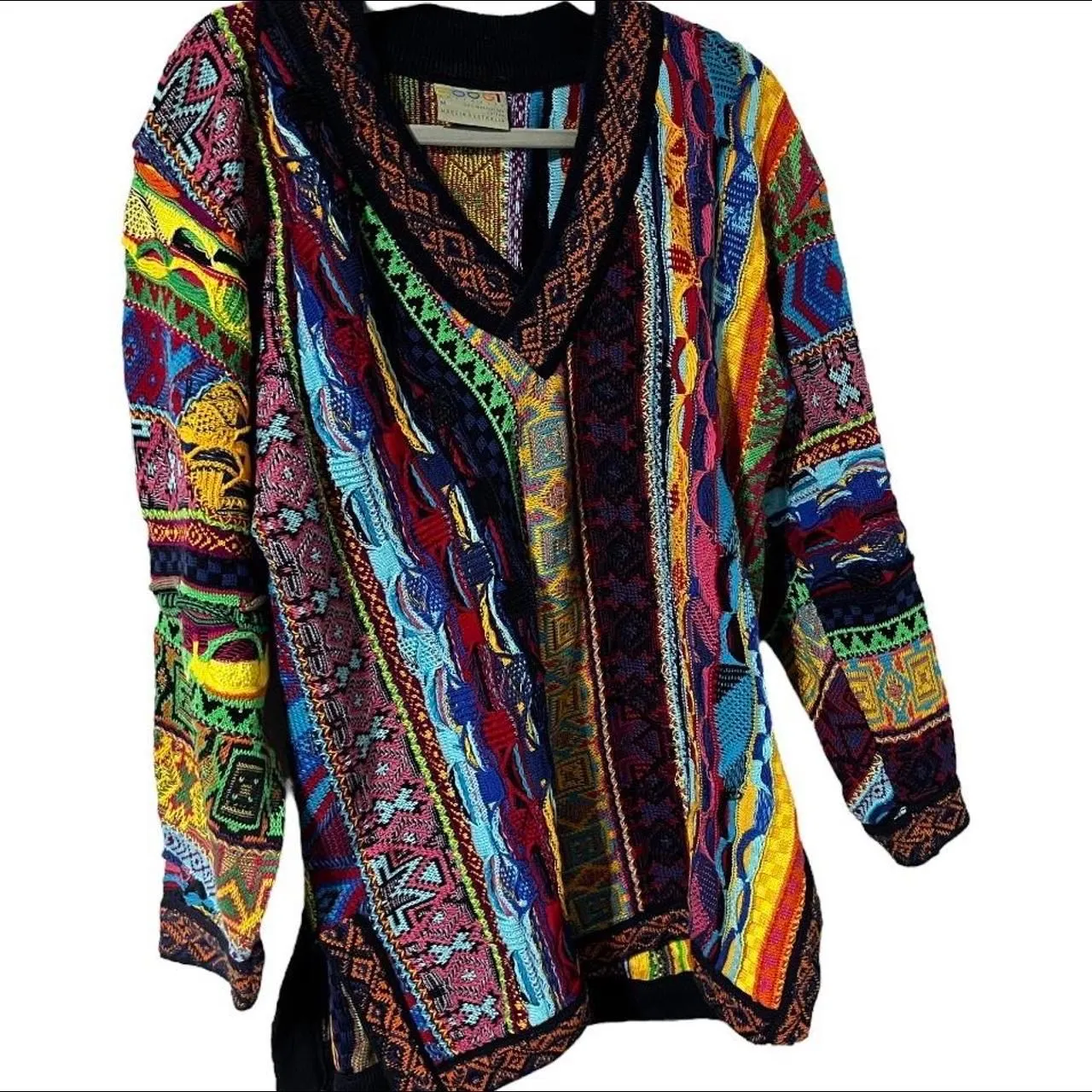 Product image for COOGI Vintage 90s Casino Biggie Multicolor 3D Print Chunky Sweater Oversized M
