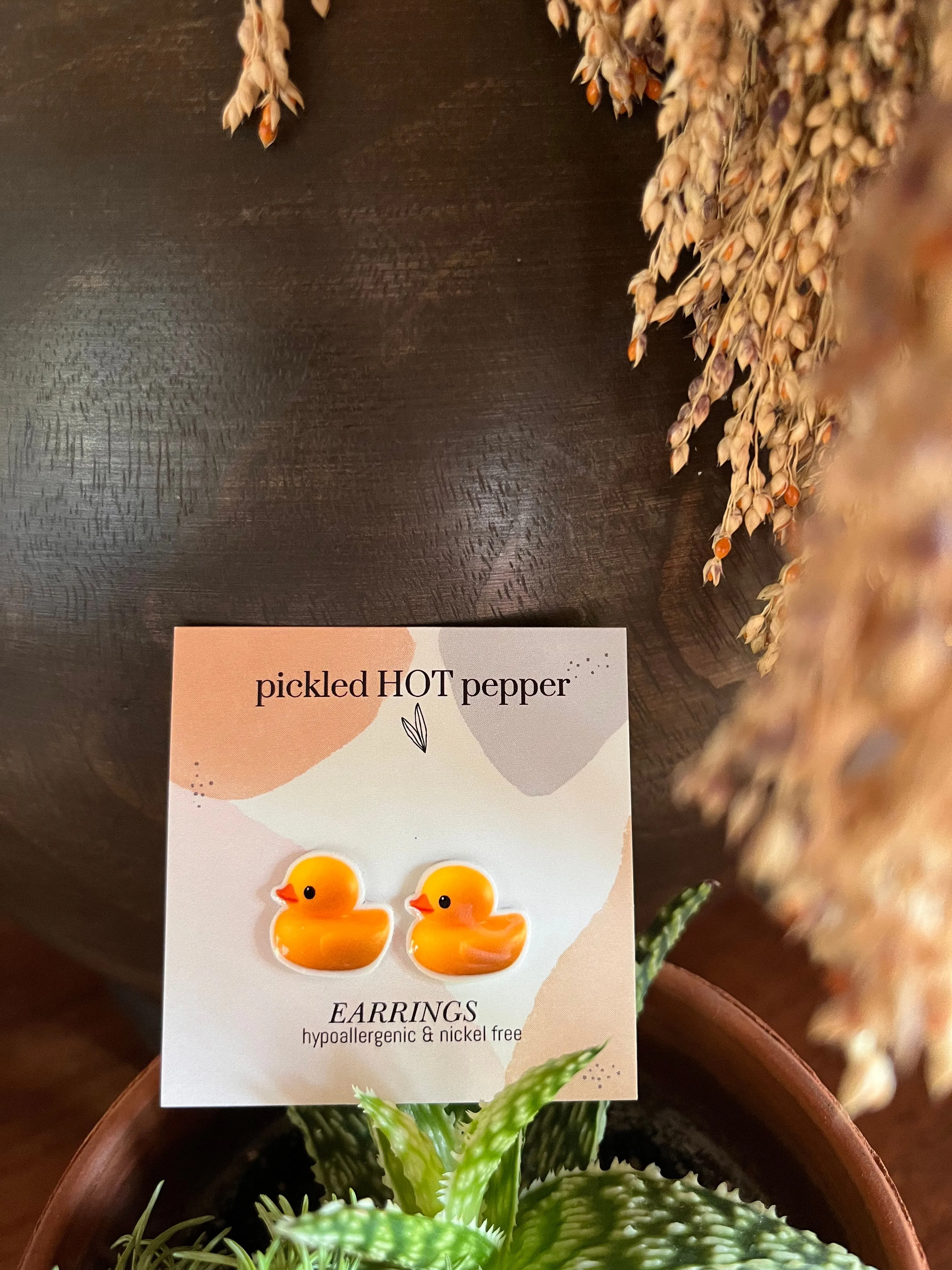 Product image for yellow rubber, ducky, stud earings