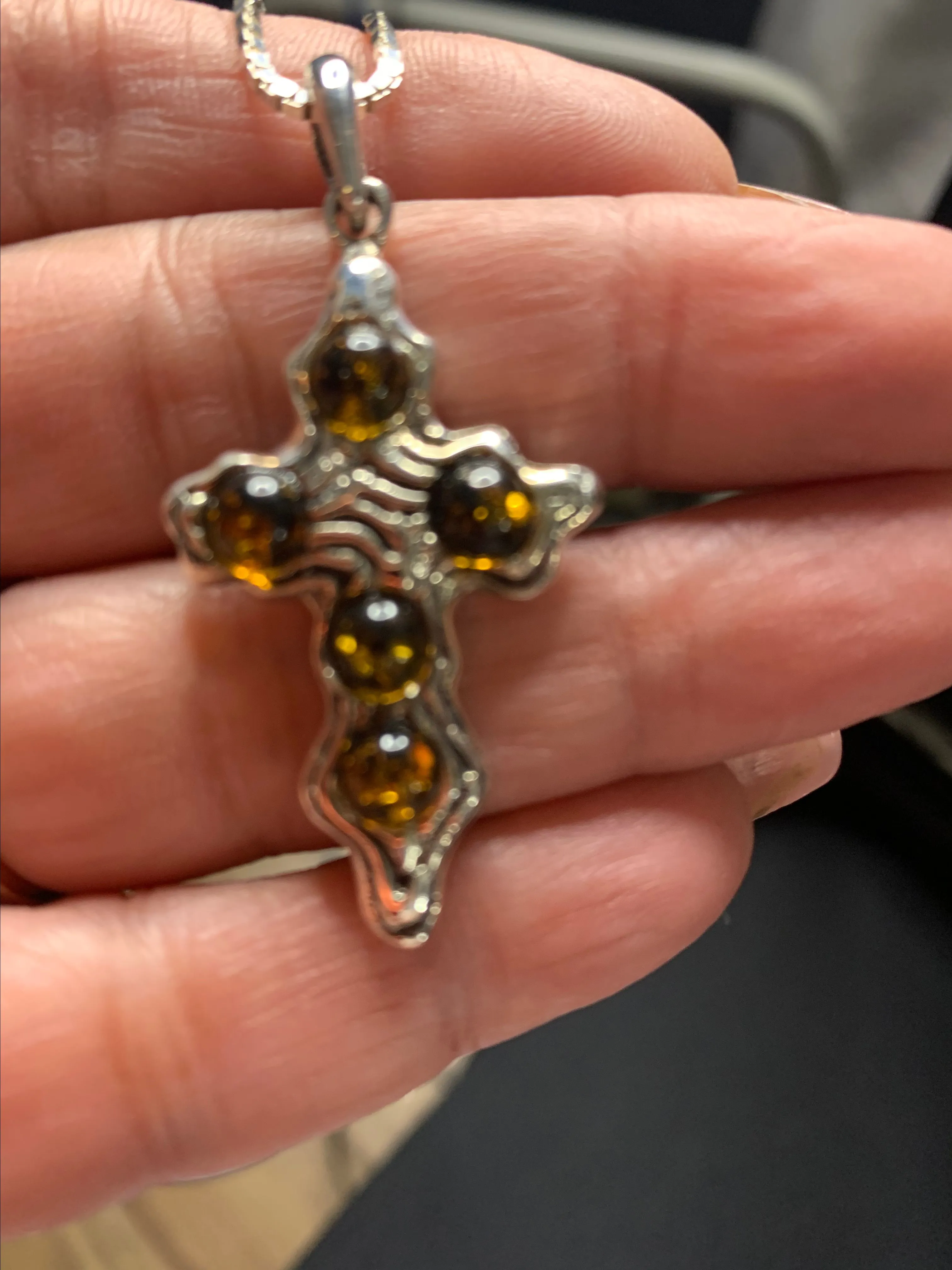 Product image for Amber cross with necklace