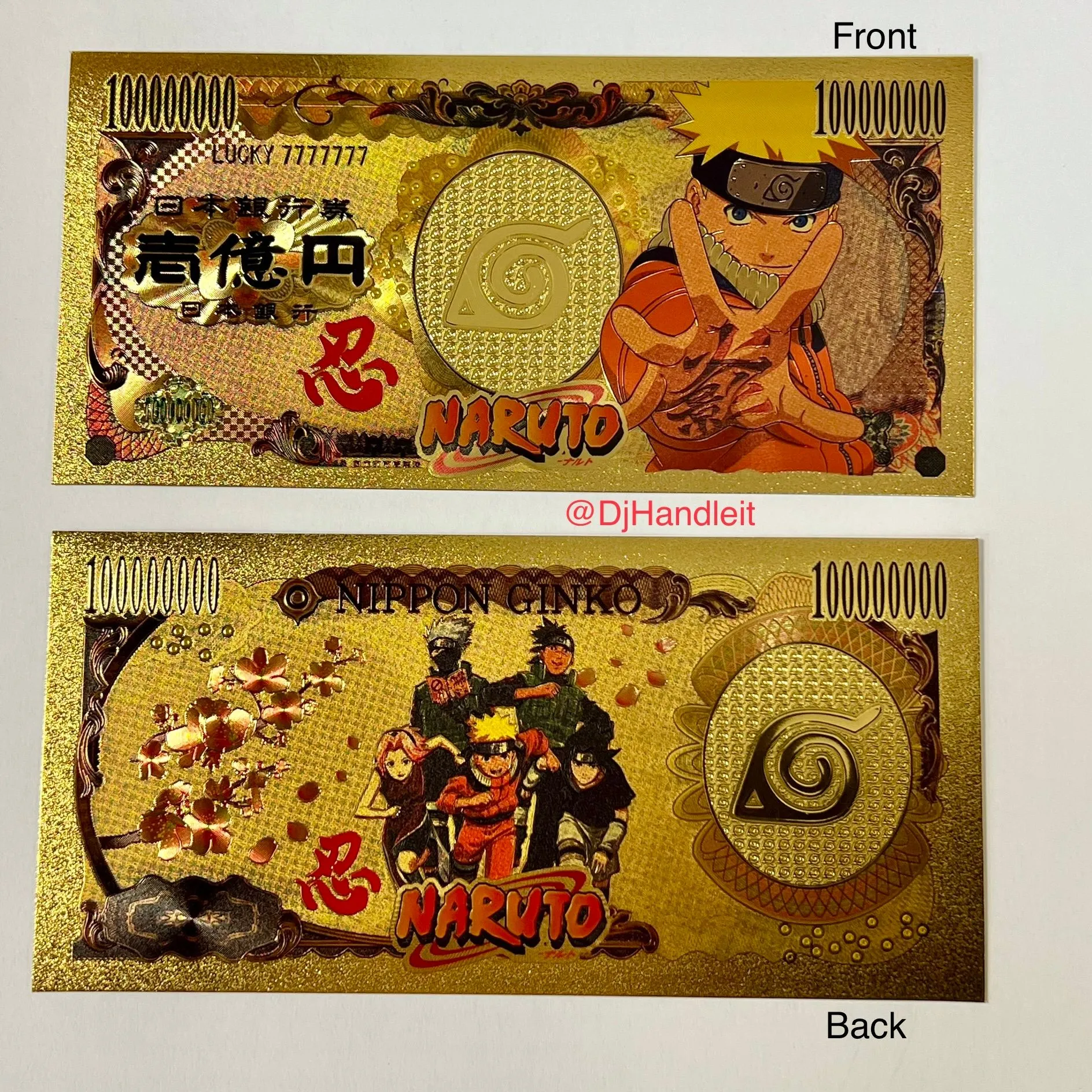 Product image for (1) 24k Gold foil Naruto Japan, anime bill.