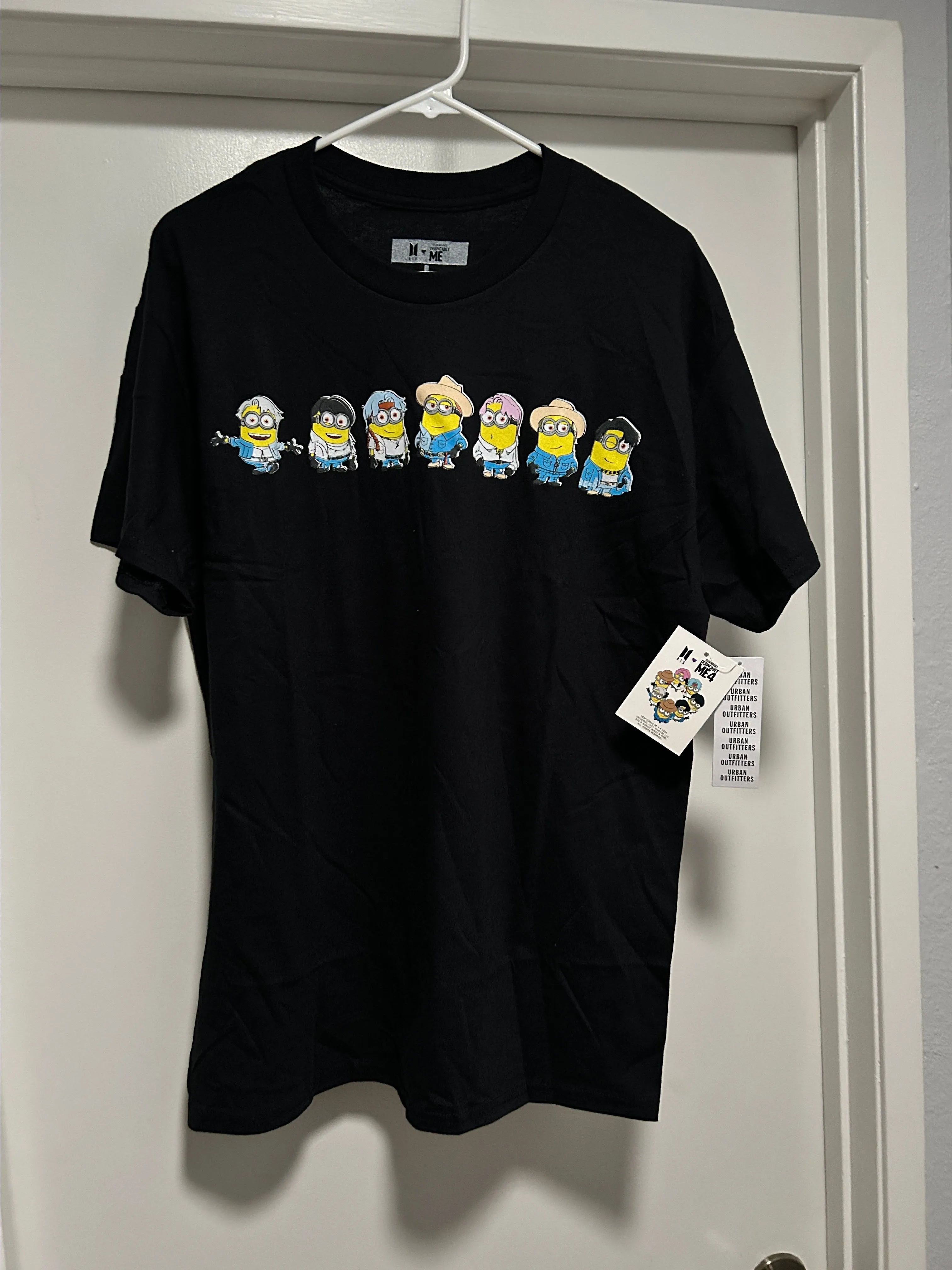 Product image for Brand New BTS x Despicable Me 4 Minions Tshirt. Size Large